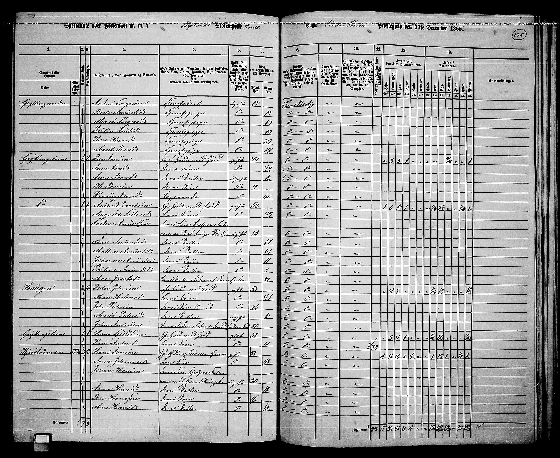 RA, 1865 census for Sør-Fron, 1865, p. 140