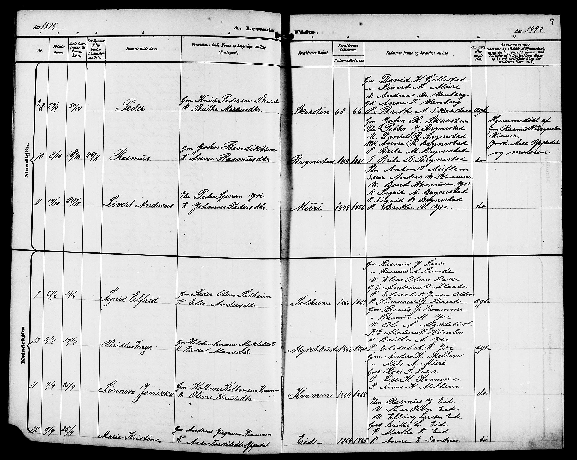 Innvik sokneprestembete, AV/SAB-A-80501: Parish register (copy) no. B 4, 1898-1916, p. 7