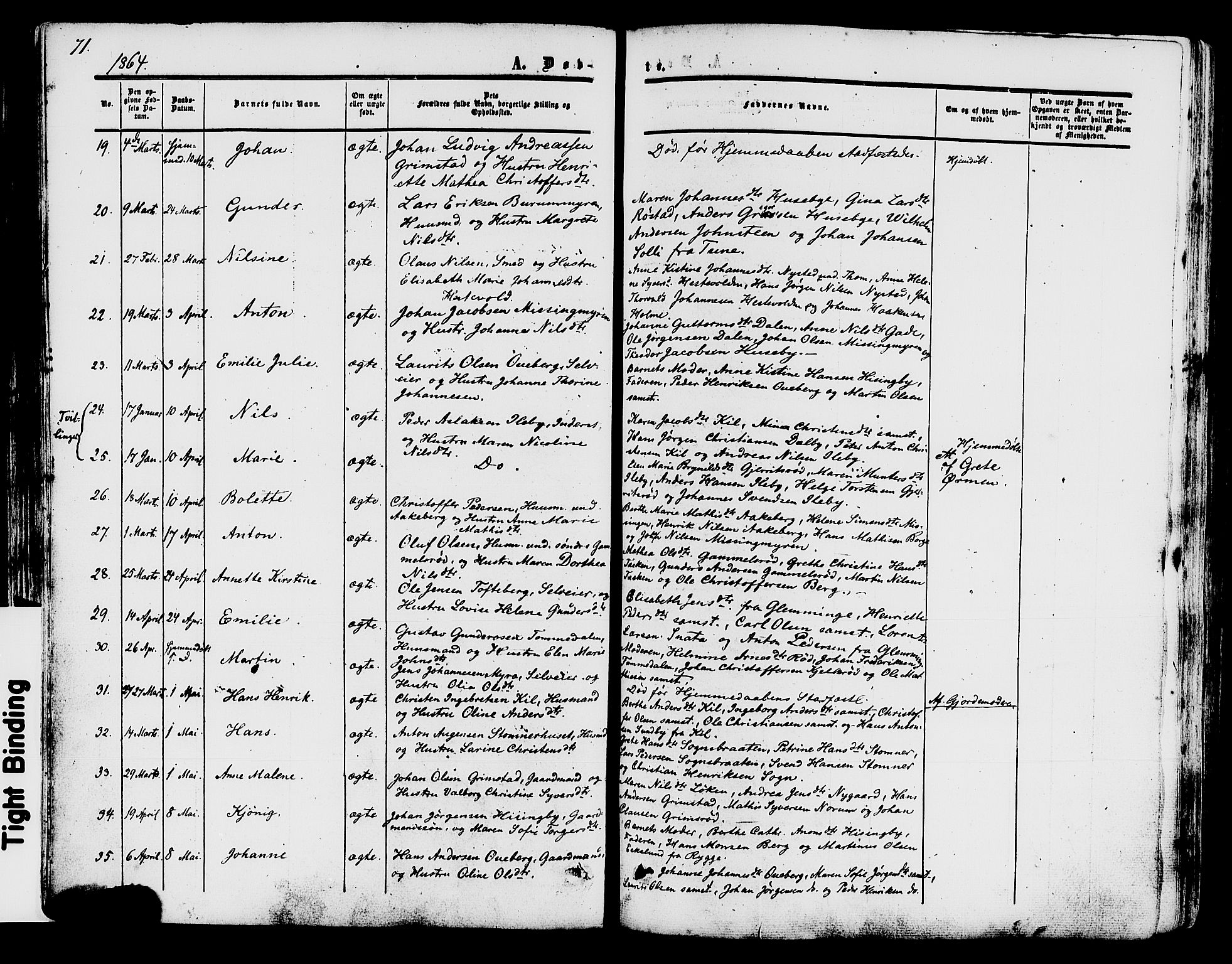 Råde prestekontor kirkebøker, AV/SAO-A-2009/F/Fa/L0006: Parish register (official) no. 6, 1854-1877, p. 71