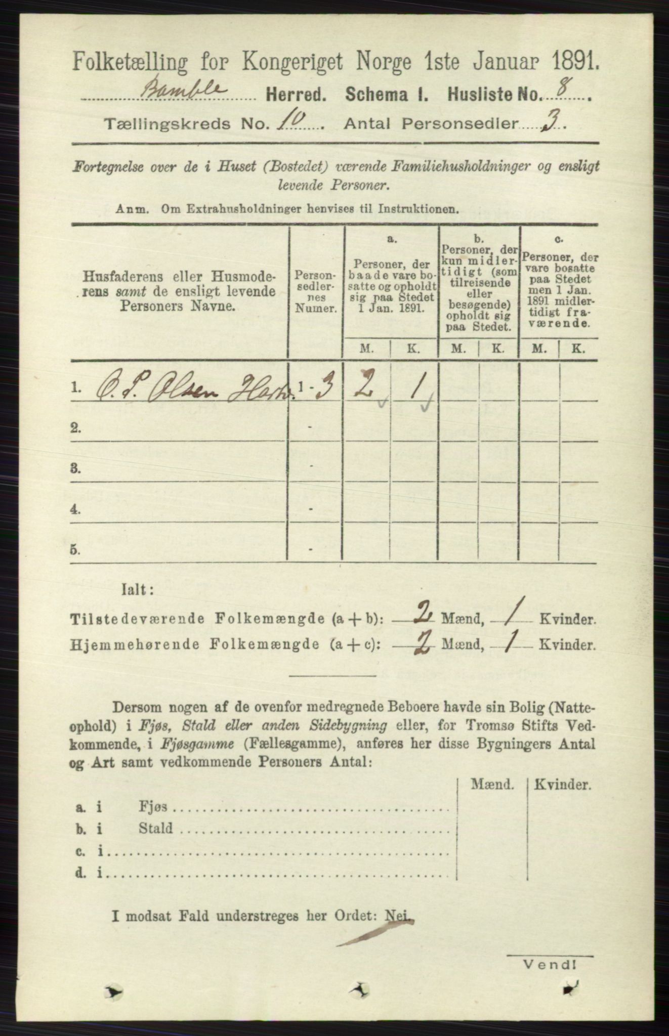 RA, 1891 census for 0814 Bamble, 1891, p. 5710