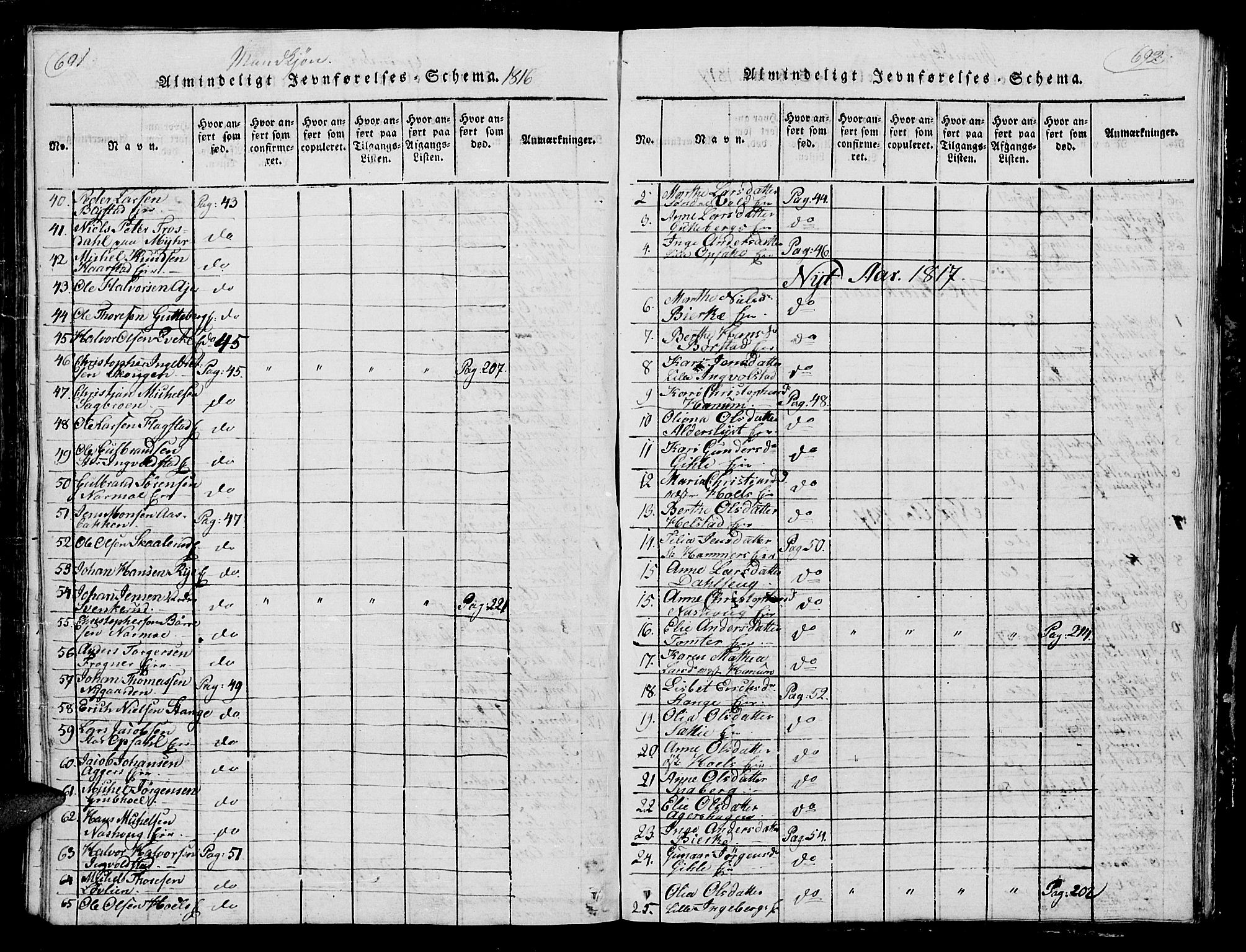 Vang prestekontor, Hedmark, AV/SAH-PREST-008/H/Ha/Hab/L0004: Parish register (copy) no. 4, 1813-1827, p. 691-692