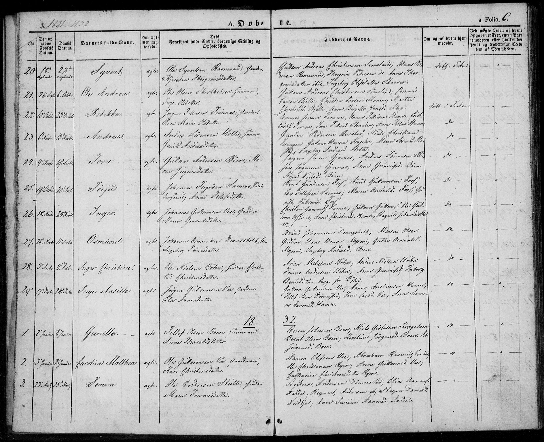 Tveit sokneprestkontor, AV/SAK-1111-0043/F/Fa/L0003: Parish register (official) no. A 3, 1829-1852, p. 6