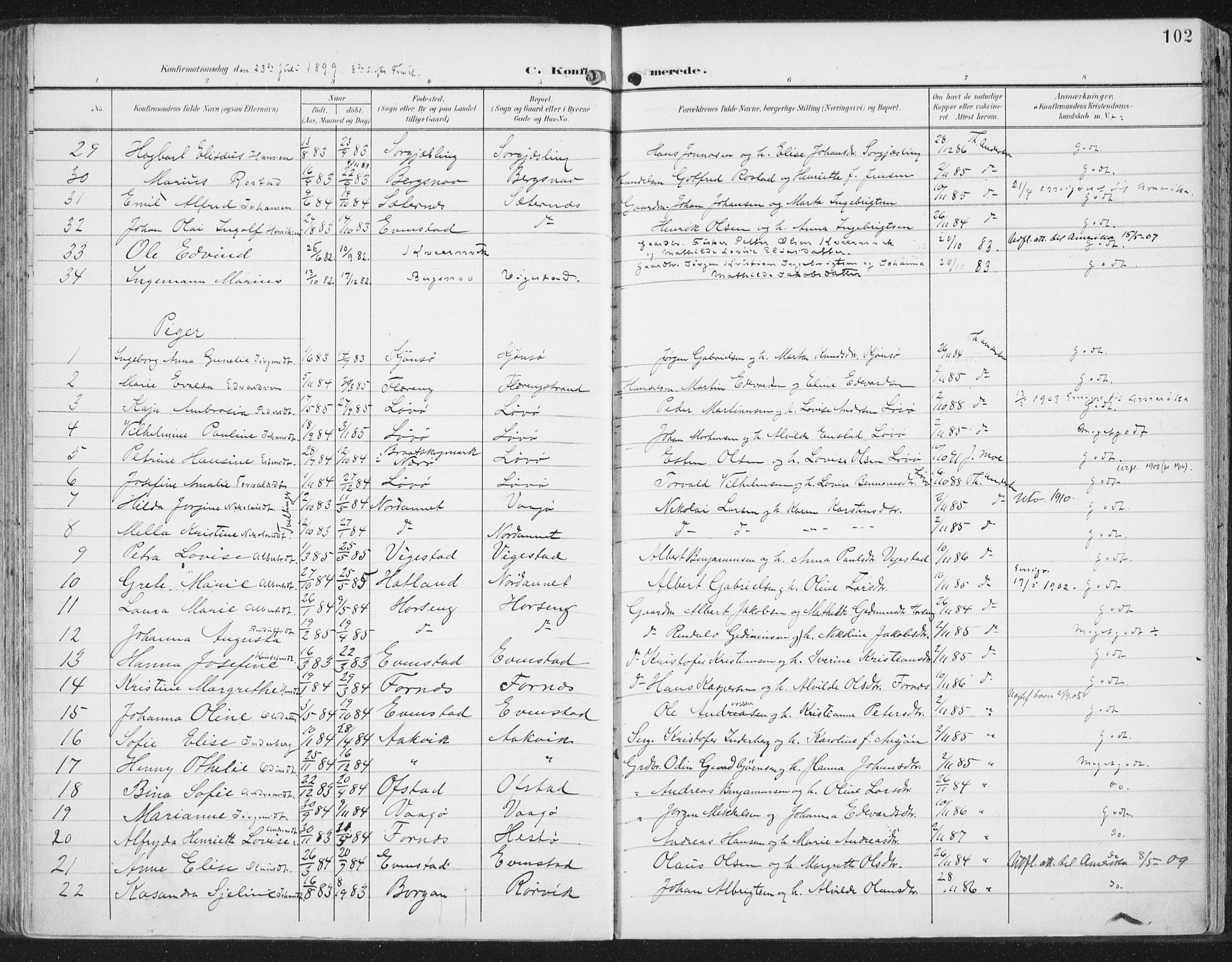 Ministerialprotokoller, klokkerbøker og fødselsregistre - Nord-Trøndelag, AV/SAT-A-1458/786/L0688: Parish register (official) no. 786A04, 1899-1912, p. 102