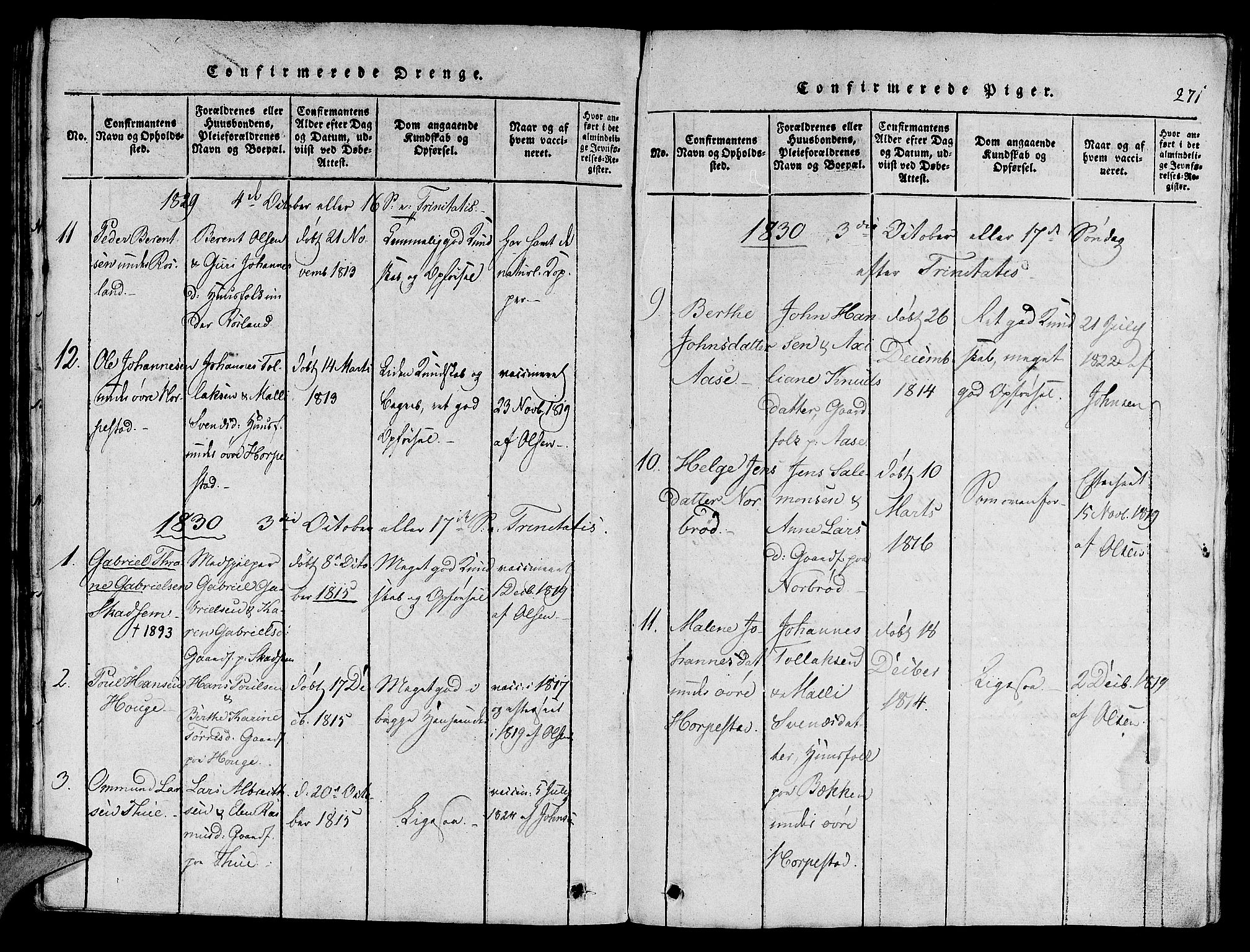 Klepp sokneprestkontor, AV/SAST-A-101803/001/3/30BA/L0002: Parish register (official) no. A 2, 1816-1833, p. 271
