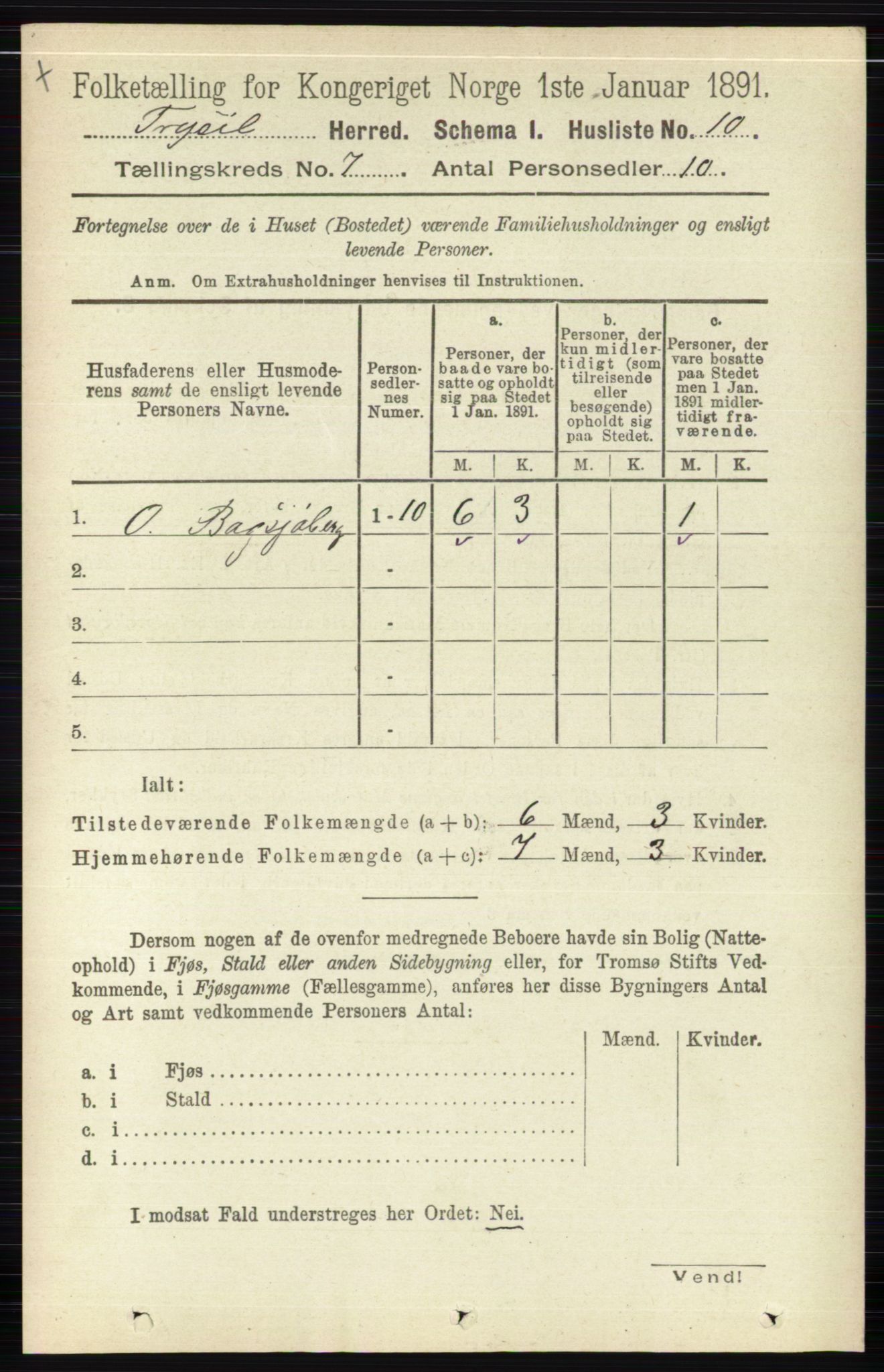 RA, 1891 census for 0428 Trysil, 1891, p. 3081