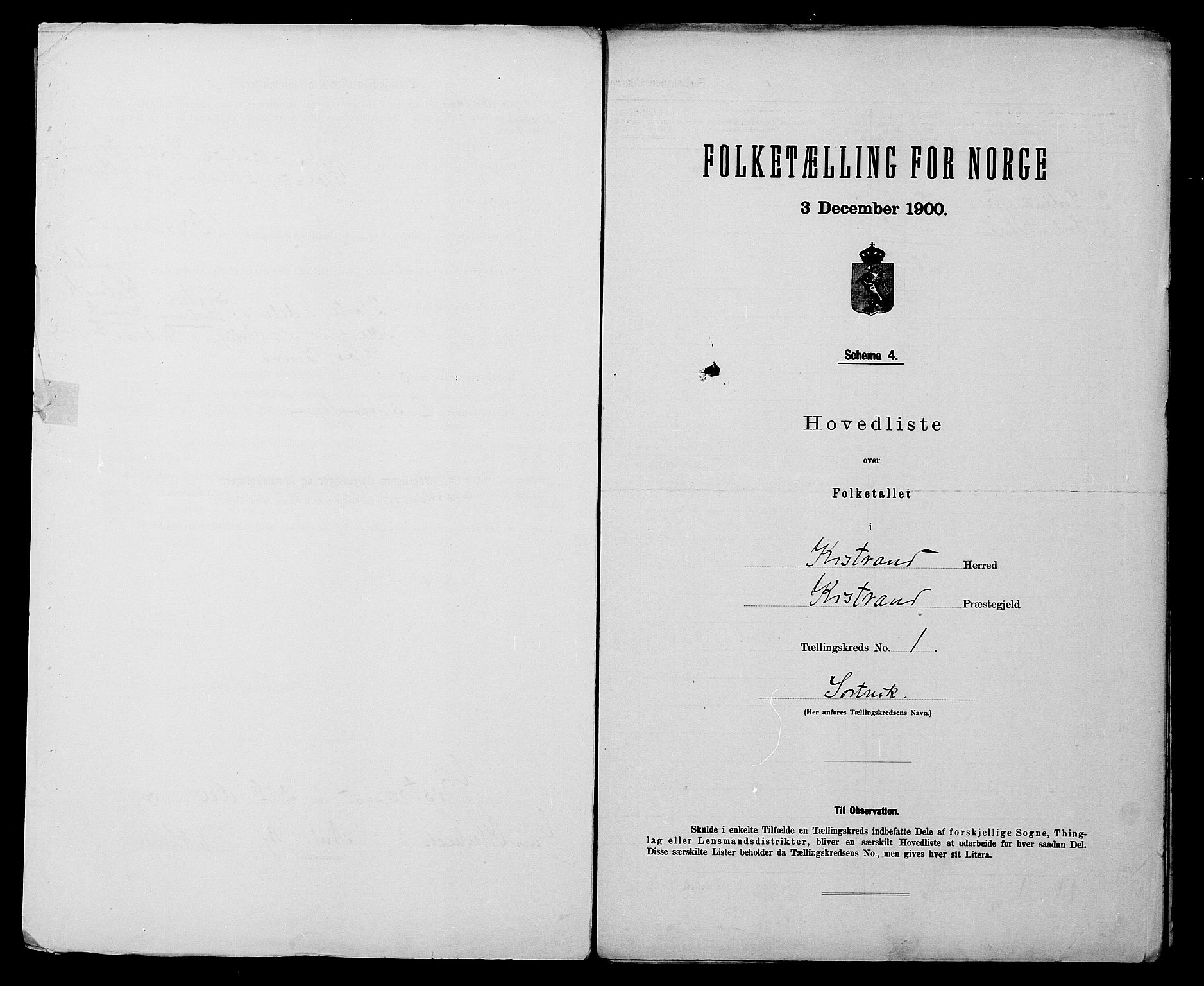 SATØ, 1900 census for Kistrand, 1900, p. 4