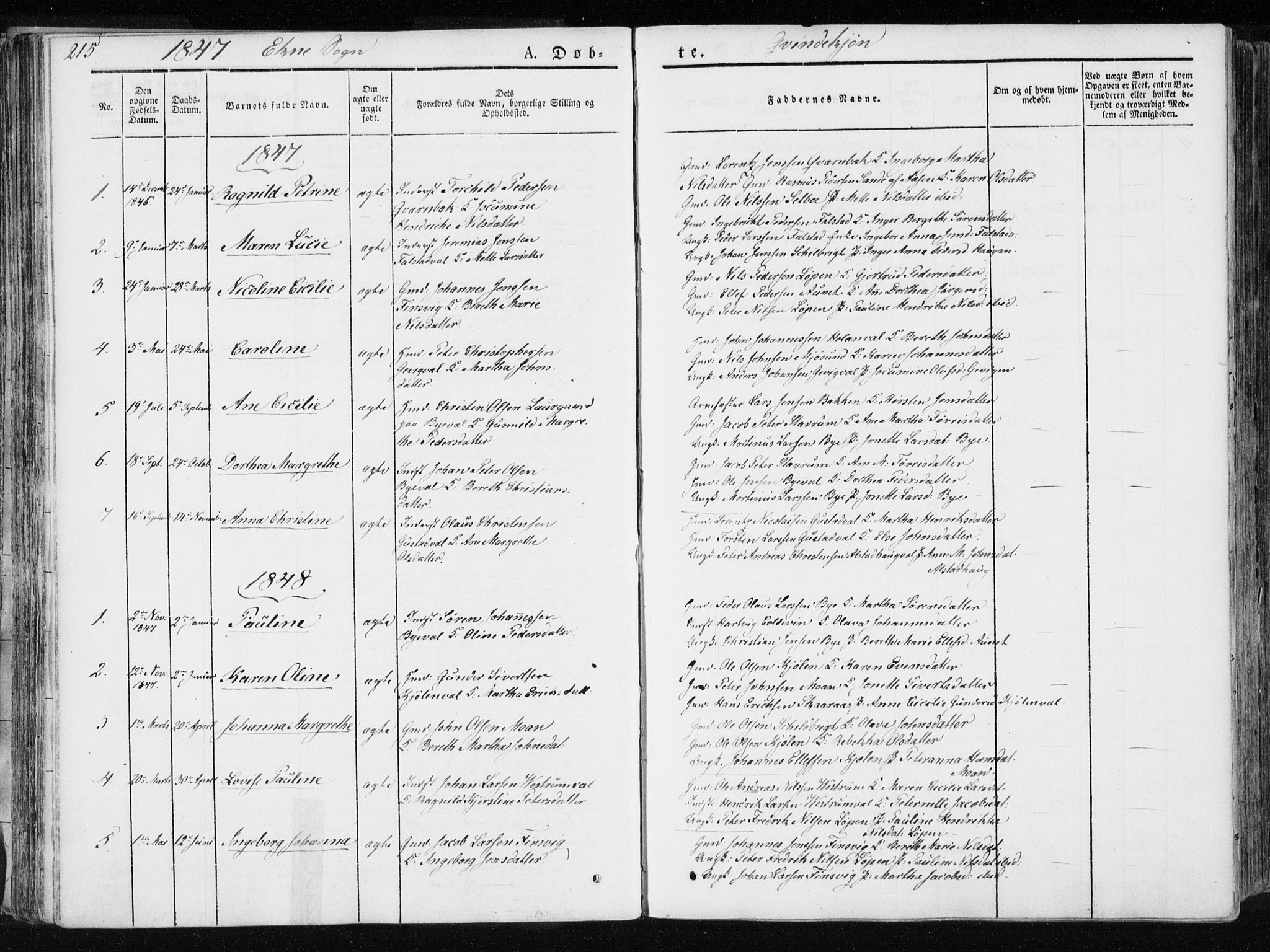 Ministerialprotokoller, klokkerbøker og fødselsregistre - Nord-Trøndelag, SAT/A-1458/717/L0154: Parish register (official) no. 717A06 /2, 1836-1849, p. 215