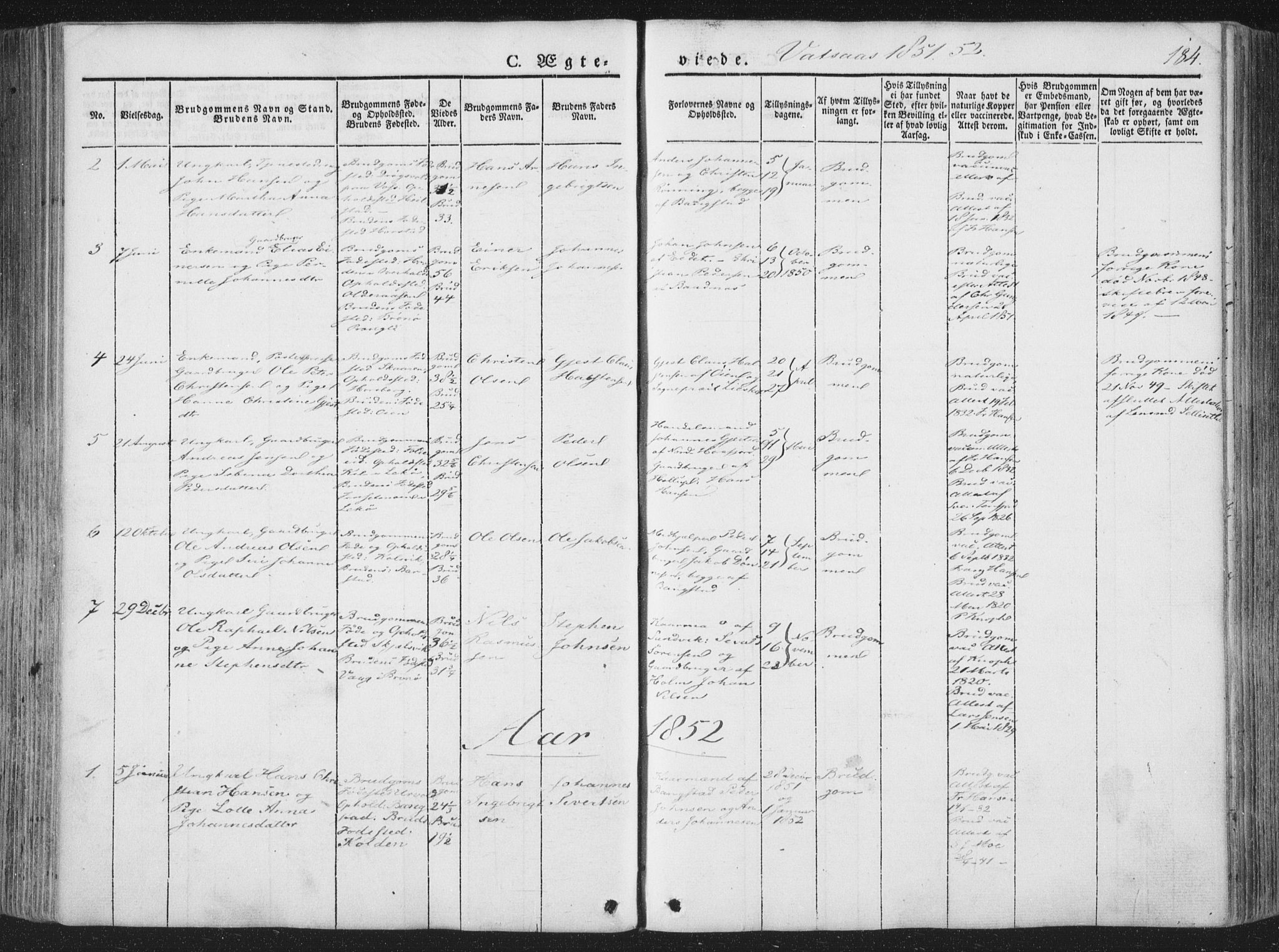 Ministerialprotokoller, klokkerbøker og fødselsregistre - Nordland, AV/SAT-A-1459/810/L0144: Parish register (official) no. 810A07 /1, 1841-1862, p. 184