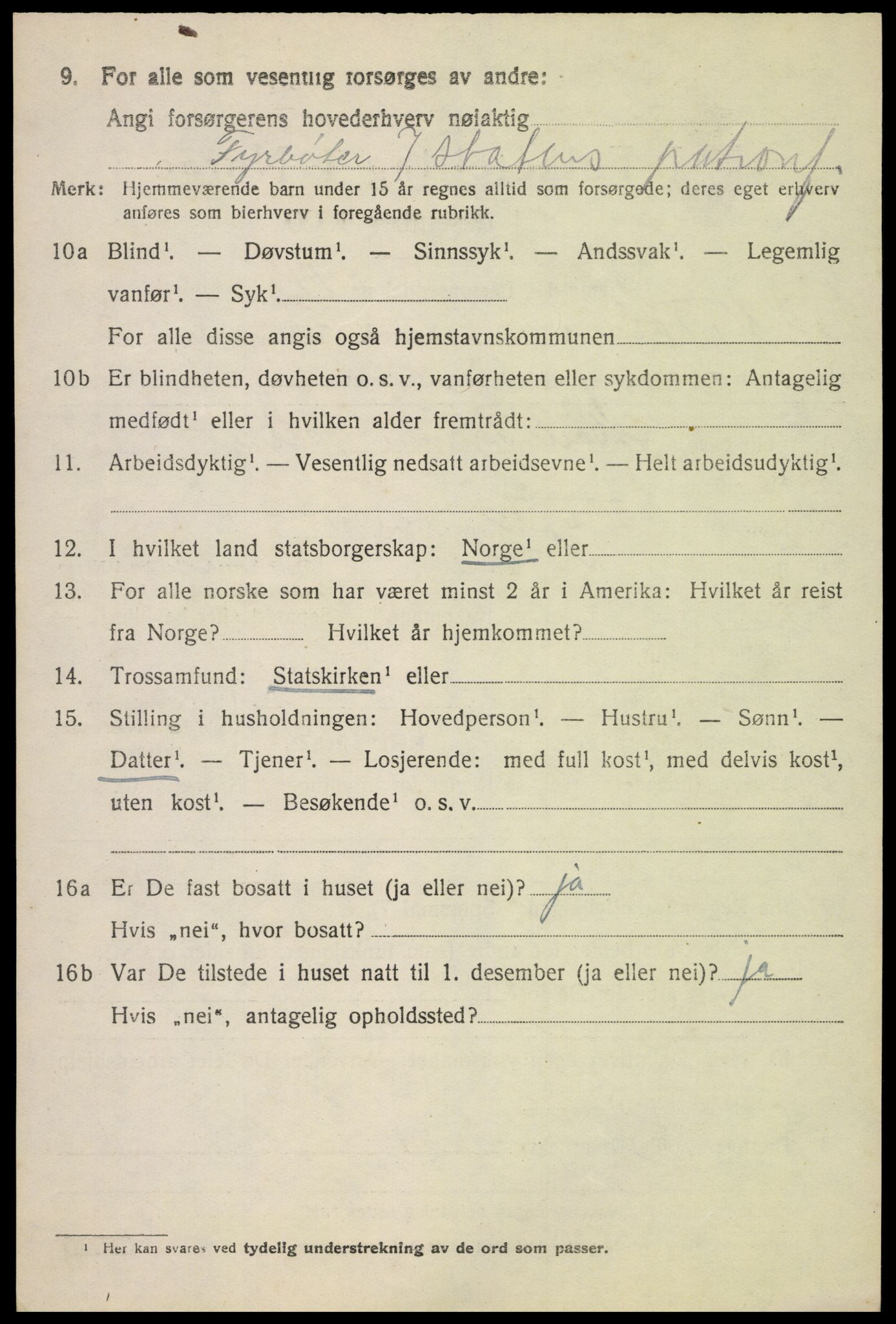 SAH, 1920 census for Vestre Toten, 1920, p. 4319