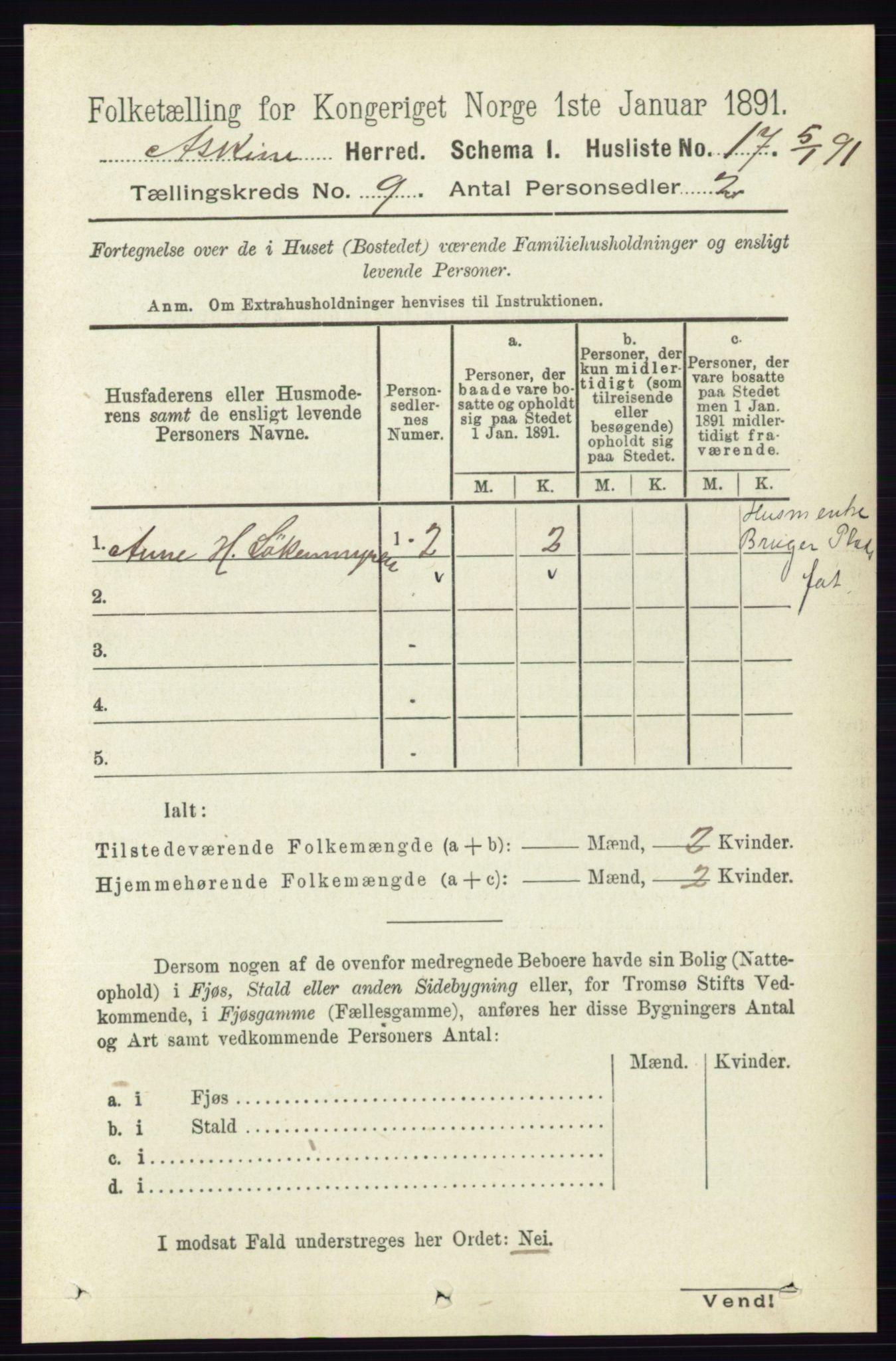 RA, 1891 census for 0124 Askim, 1891, p. 1456