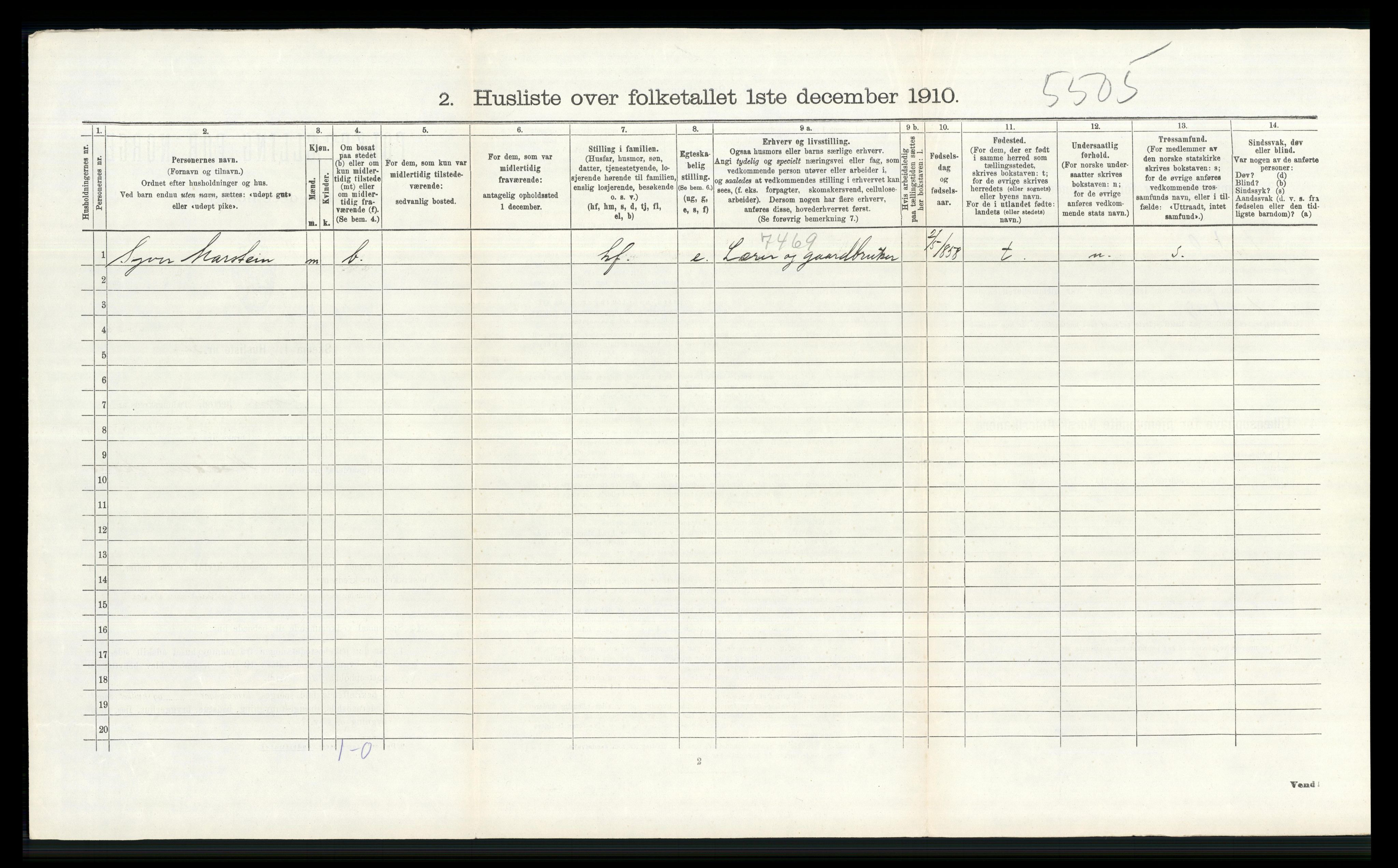 RA, 1910 census for Lom, 1910, p. 758