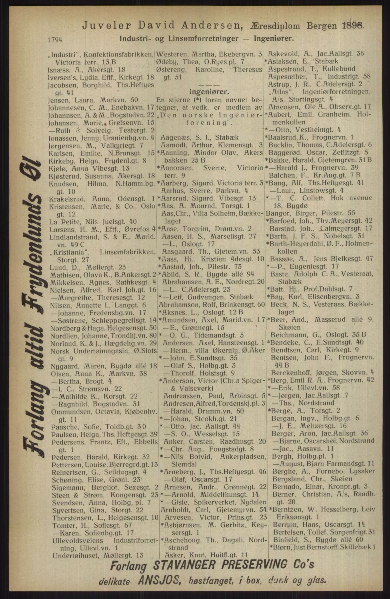 Kristiania/Oslo adressebok, PUBL/-, 1914, p. 1794