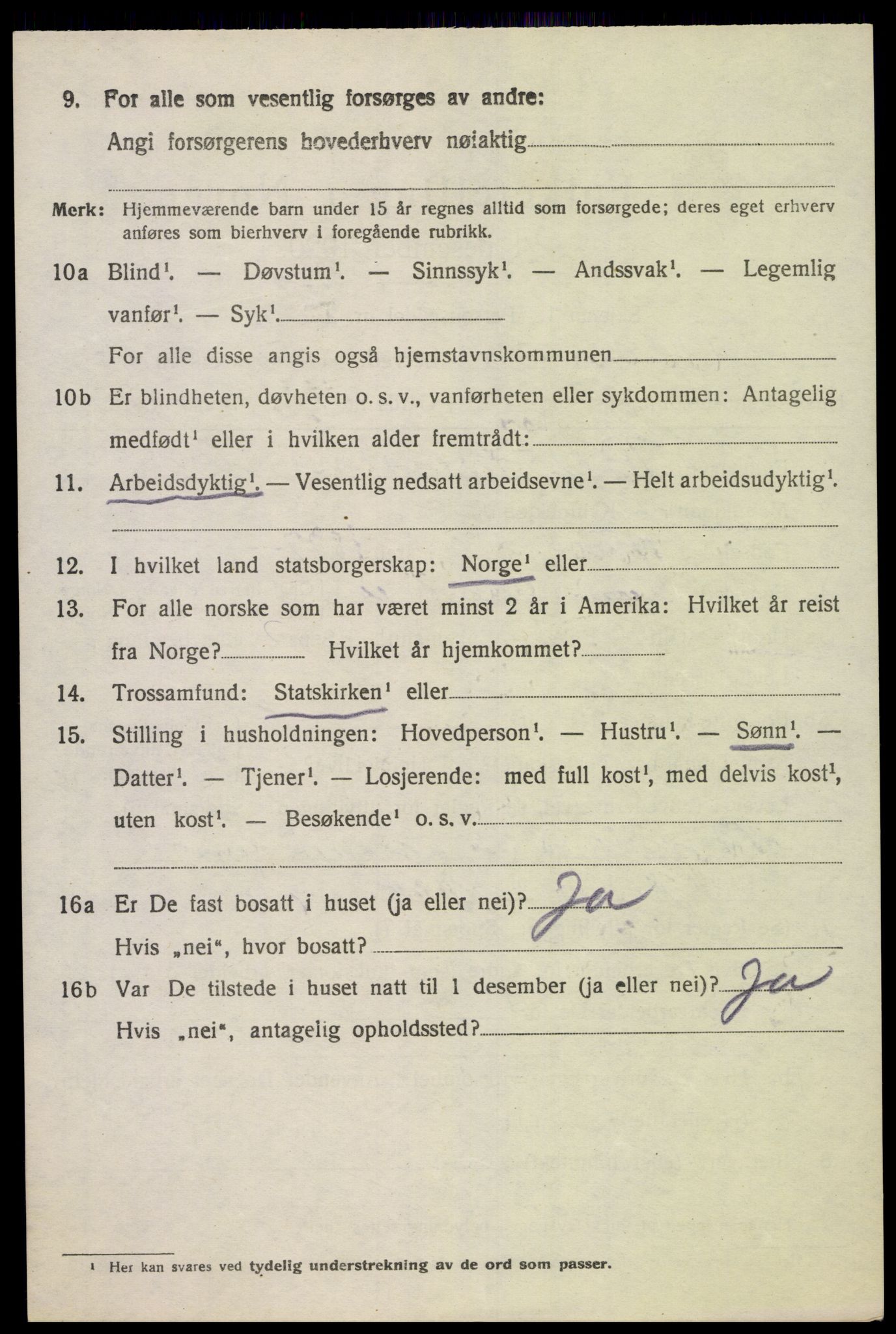 SAK, 1920 census for Oddernes, 1920, p. 11146