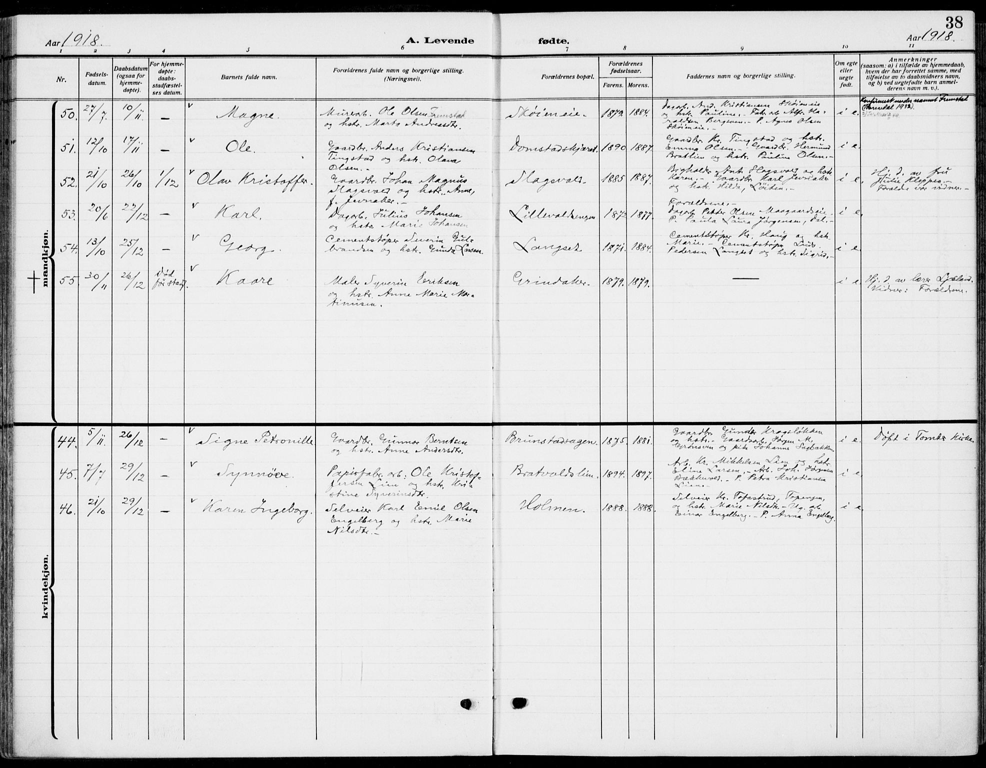 Romedal prestekontor, SAH/PREST-004/K/L0012: Parish register (official) no. 12, 1913-1935, p. 38