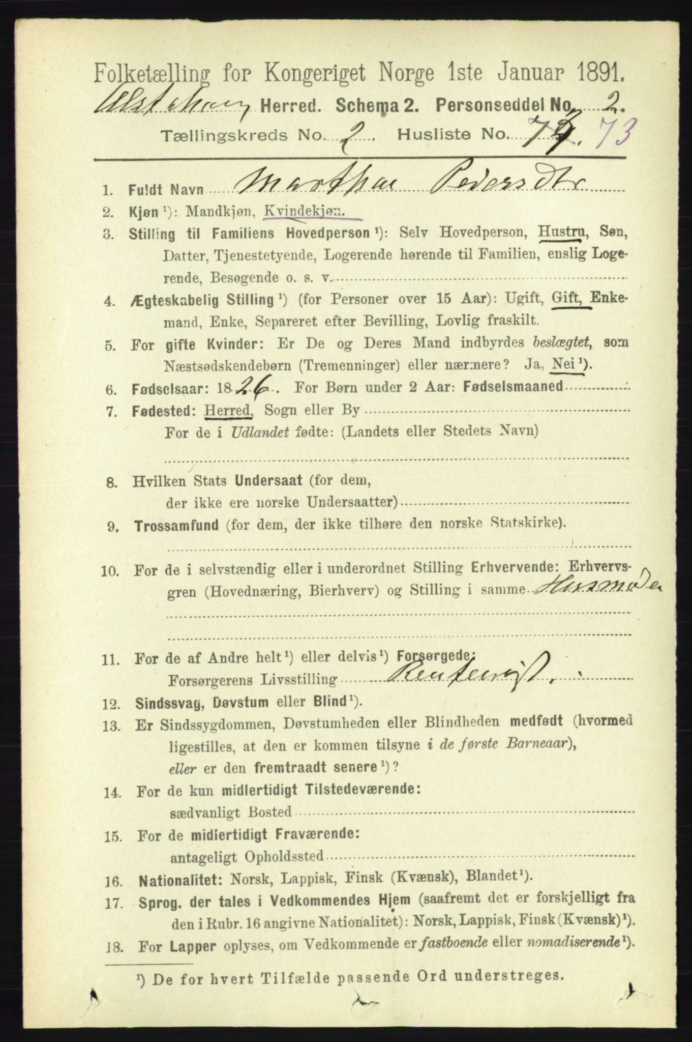 RA, 1891 census for 1820 Alstahaug, 1891, p. 1029