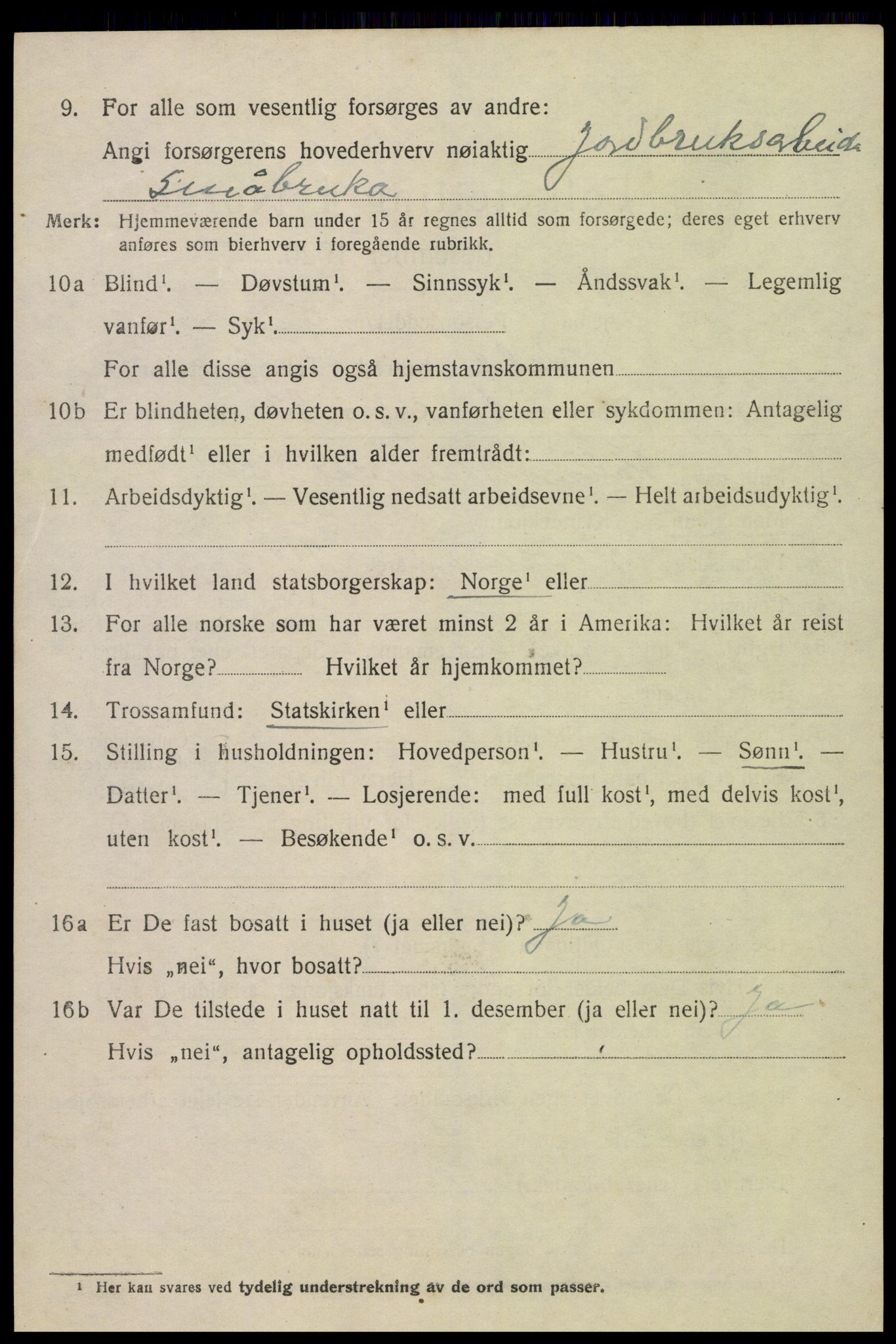 SAK, 1920 census for Valle, 1920, p. 968