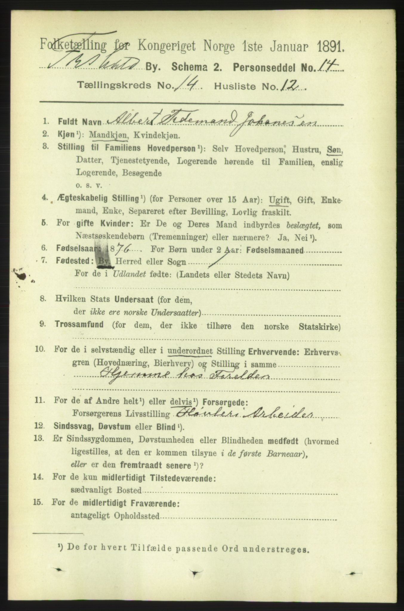 RA, 1891 census for 0101 Fredrikshald, 1891, p. 9204