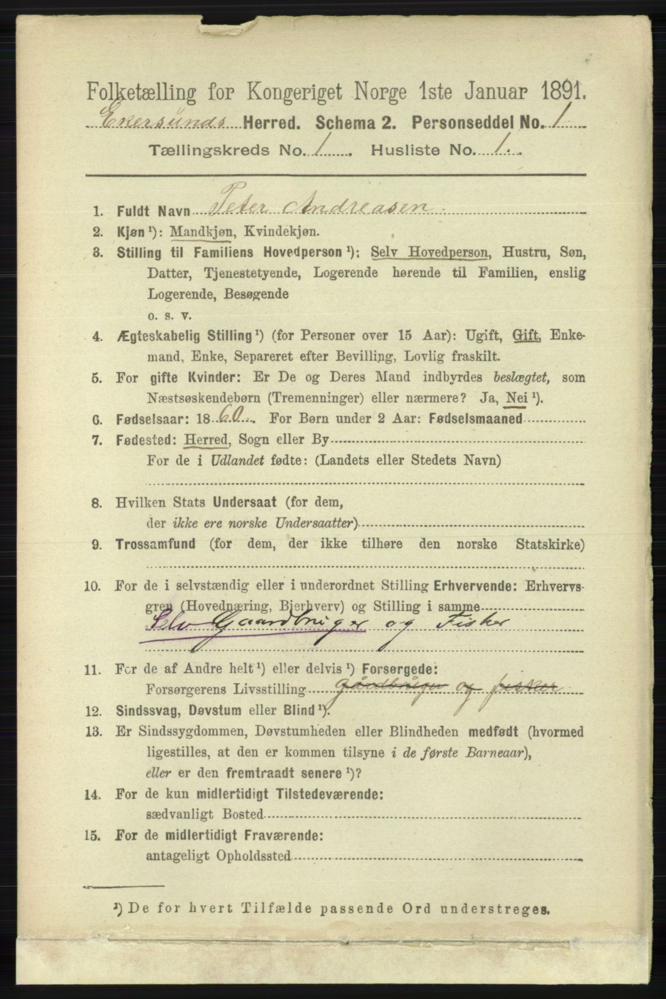 RA, 1891 census for 1116 Eigersund herred, 1891, p. 66