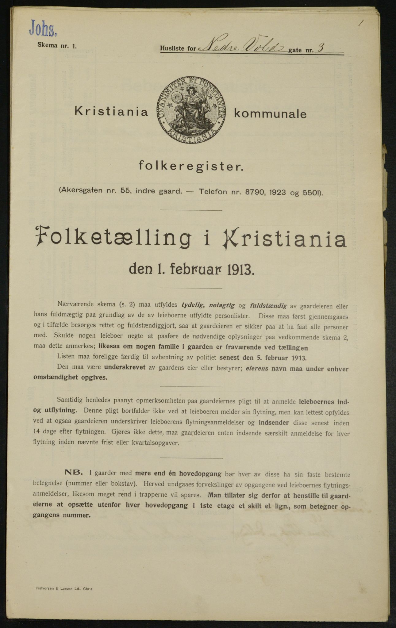 OBA, Municipal Census 1913 for Kristiania, 1913, p. 69524