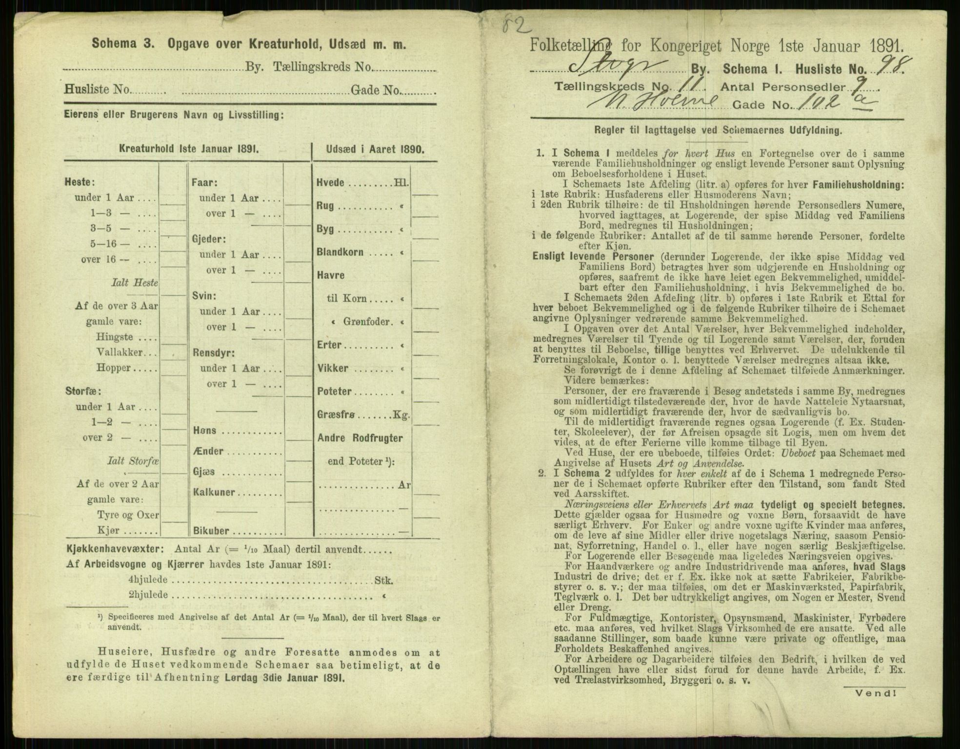 RA, 1891 census for 1103 Stavanger, 1891, p. 2157