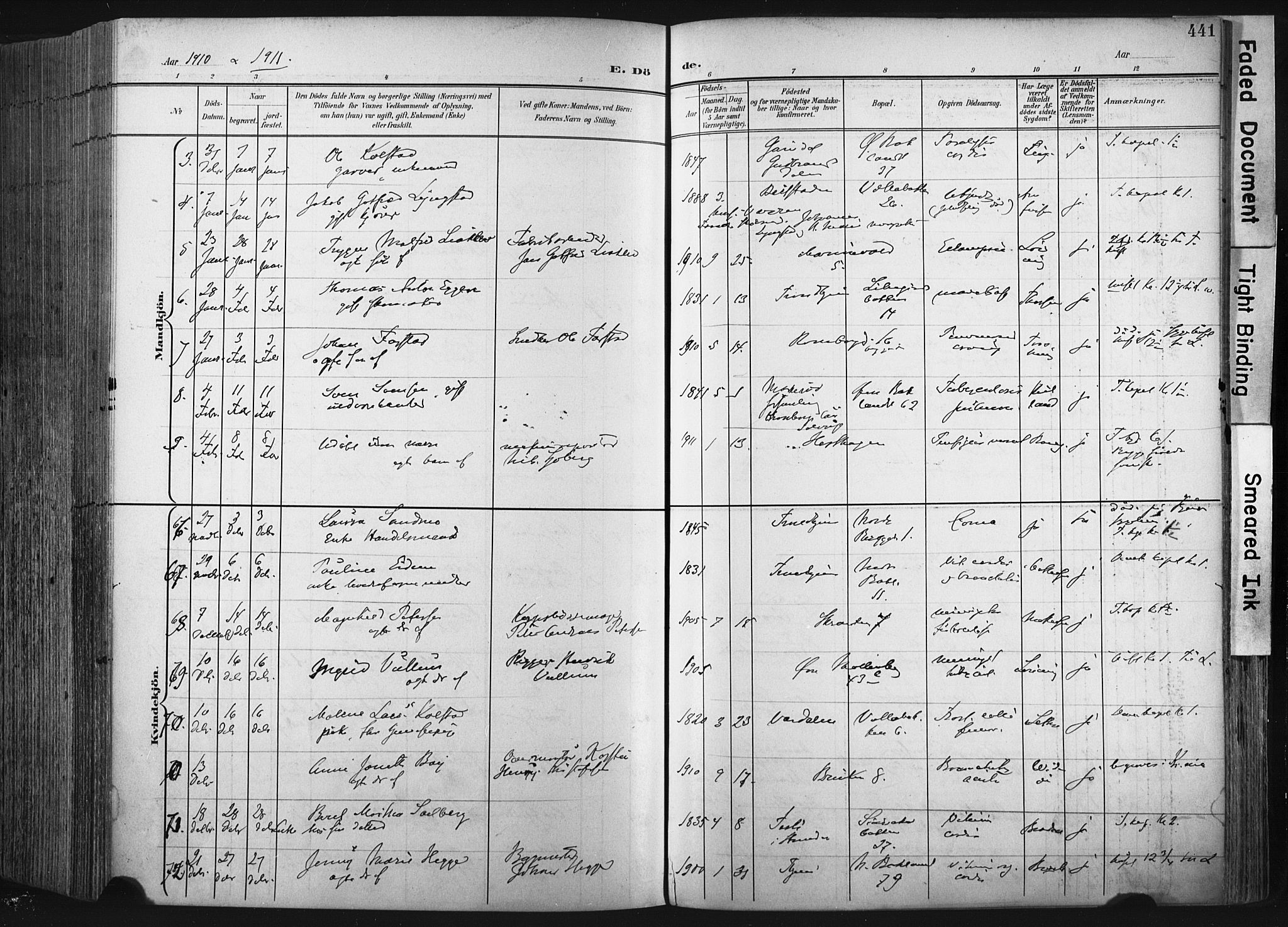 Ministerialprotokoller, klokkerbøker og fødselsregistre - Sør-Trøndelag, SAT/A-1456/604/L0201: Parish register (official) no. 604A21, 1901-1911, p. 441