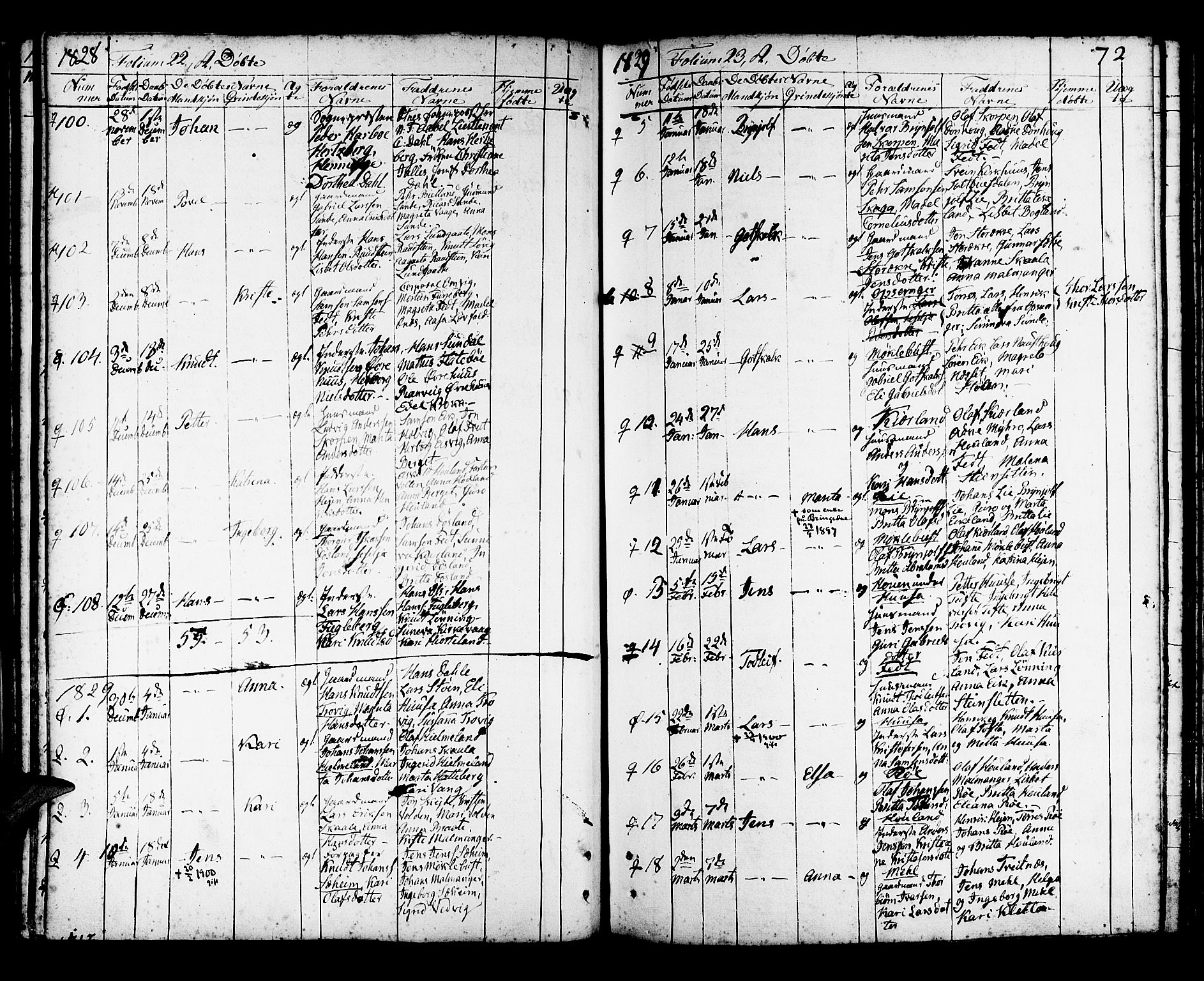 Kvinnherad sokneprestembete, SAB/A-76401/H/Haa: Parish register (official) no. A 5, 1811-1835, p. 72