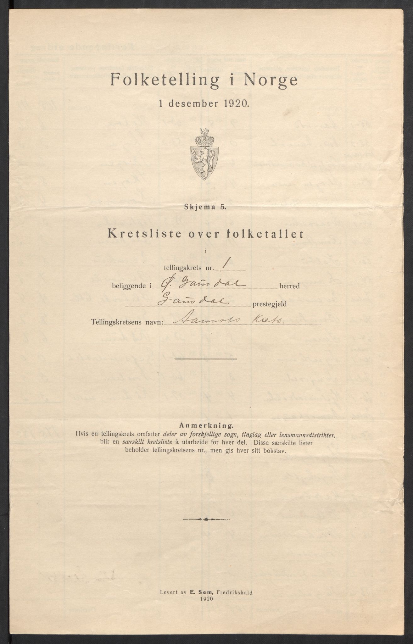 SAH, 1920 census for Østre Gausdal, 1920, p. 8