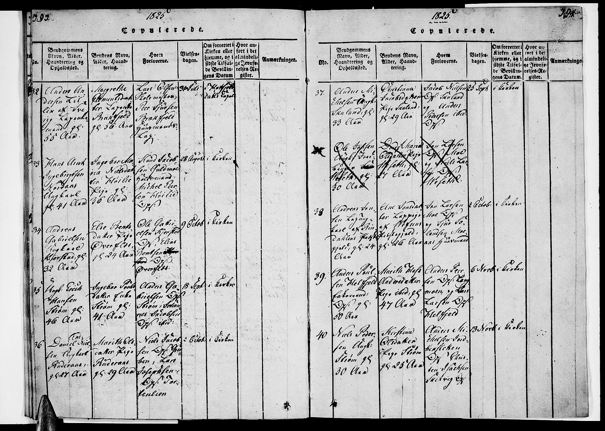 Ministerialprotokoller, klokkerbøker og fødselsregistre - Nordland, SAT/A-1459/820/L0288: Parish register (official) no. 820A09, 1820-1825, p. 393-394