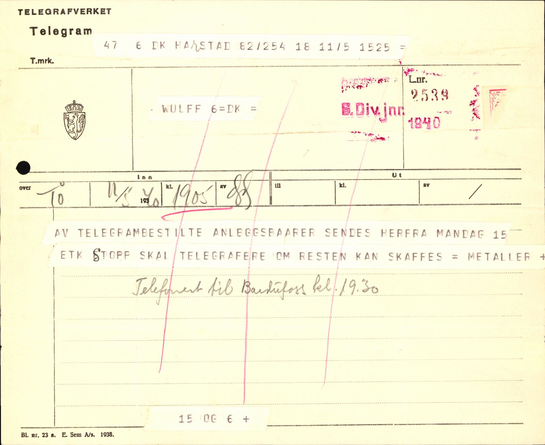 Forsvaret, Forsvarets krigshistoriske avdeling, AV/RA-RAFA-2017/Y/Yb/L0123: II-C-11-600  -  6. Divisjon med avdelinger, 1940, p. 535