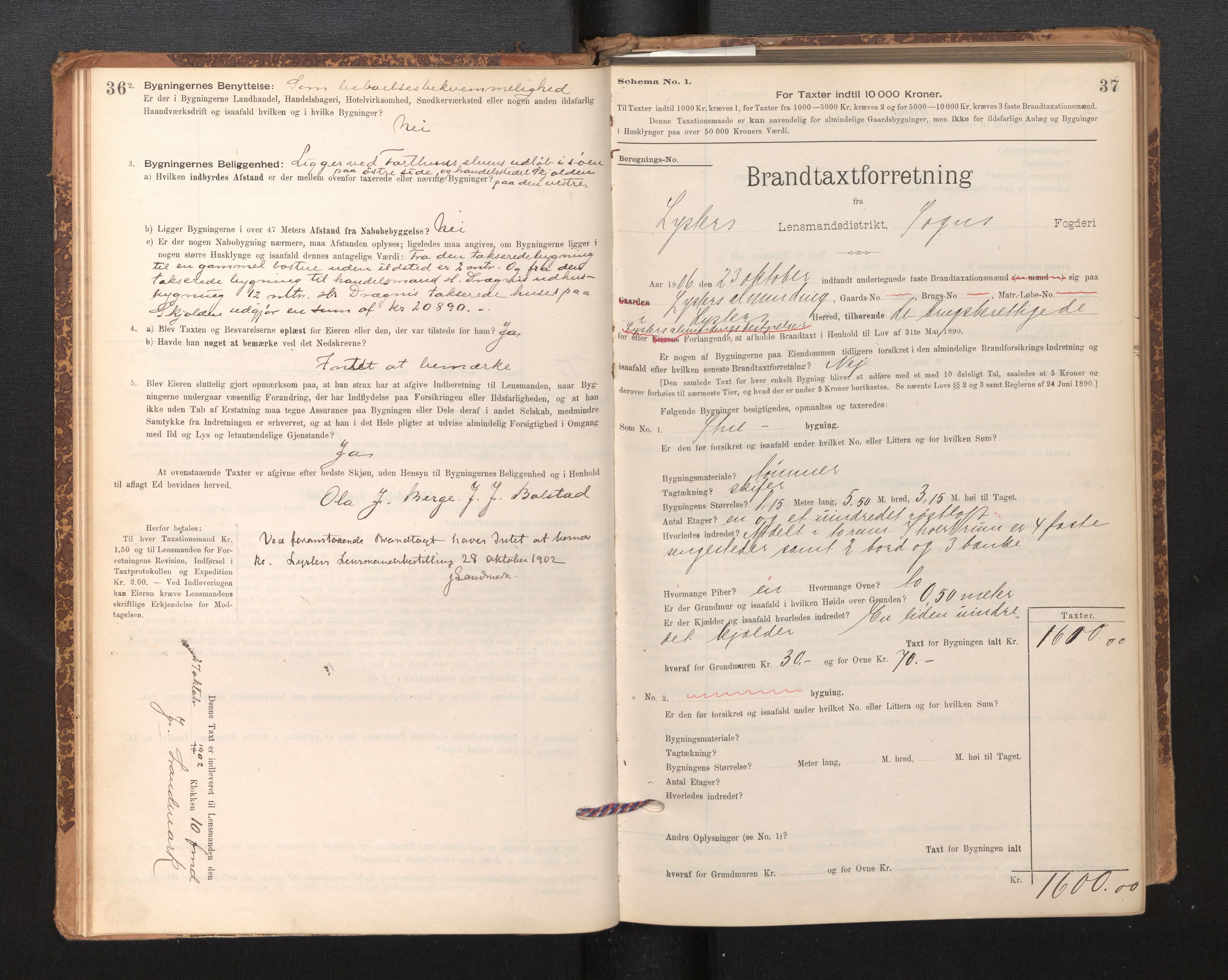 Lensmannen i Luster, SAB/A-29301/0012/L0007: Branntakstprotokoll, skjematakst, 1895-1935, p. 36-37