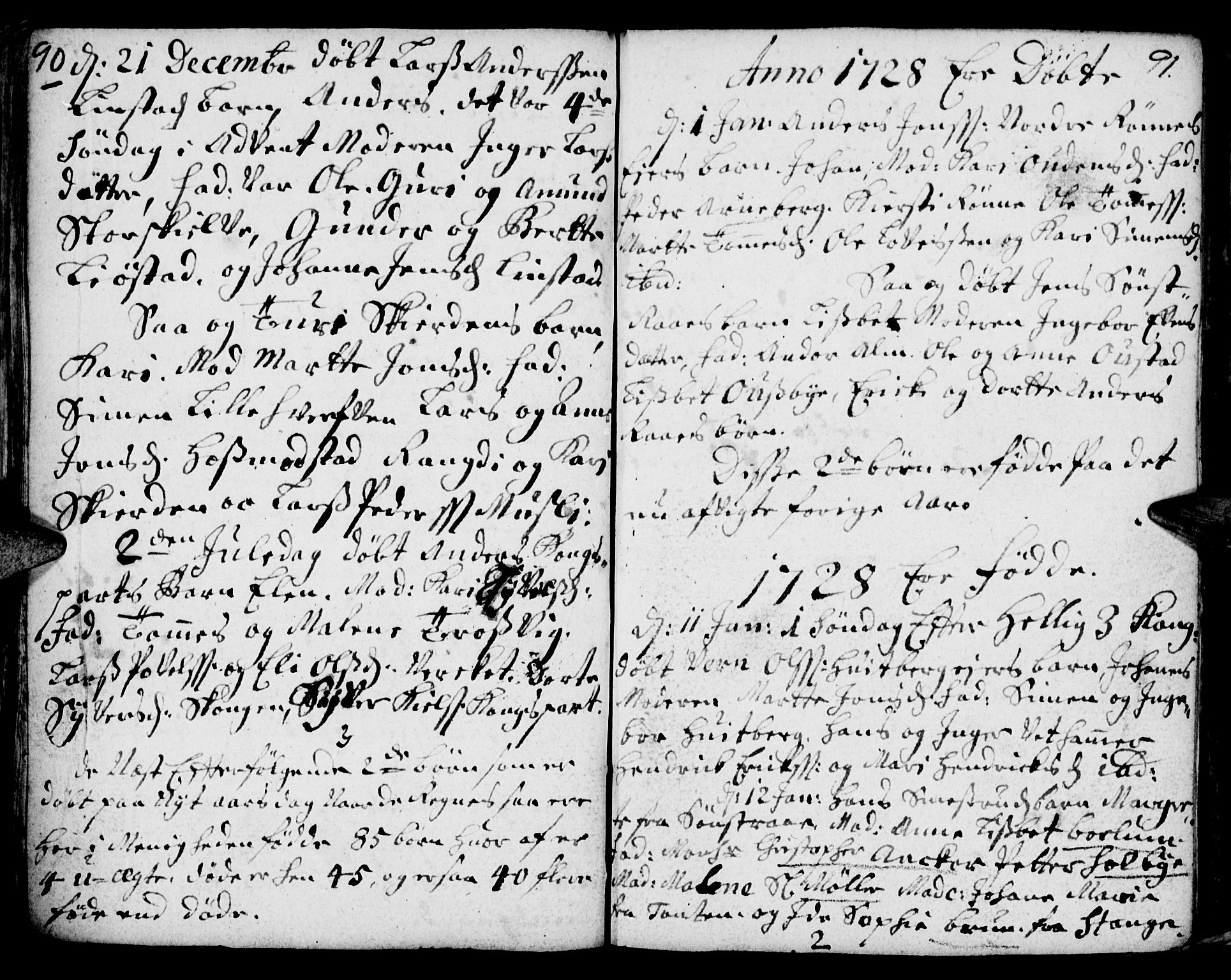 Stange prestekontor, SAH/PREST-002/K/L0002: Parish register (official) no. 2, 1724-1740, p. 90-91
