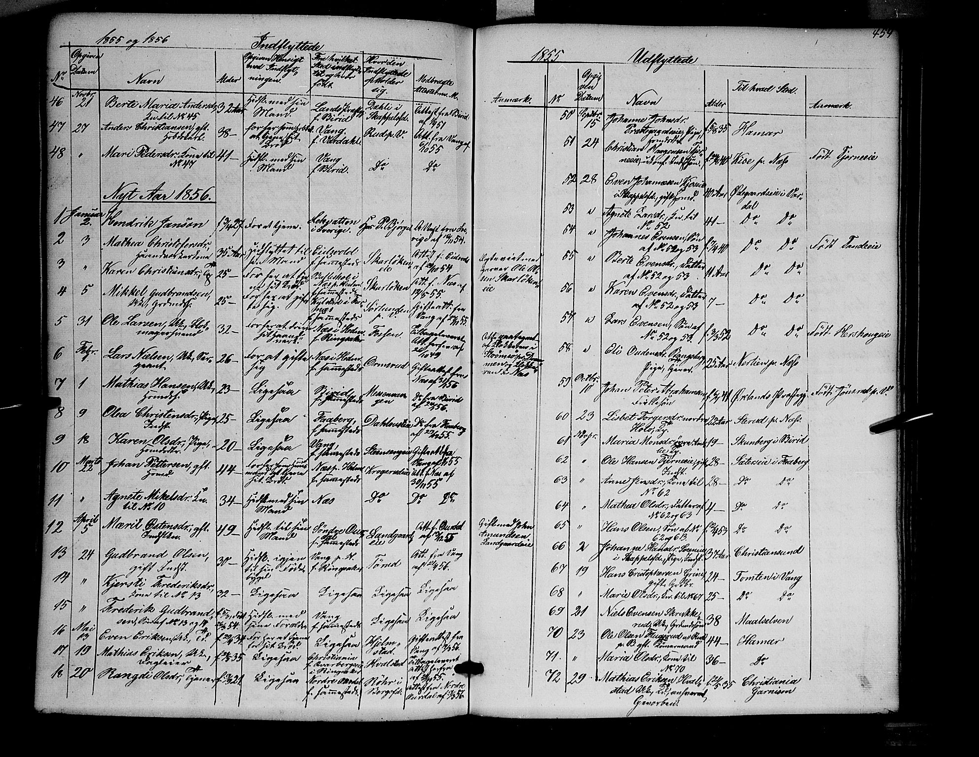 Ringsaker prestekontor, SAH/PREST-014/K/Ka/L0009: Parish register (official) no. 9, 1850-1860, p. 454