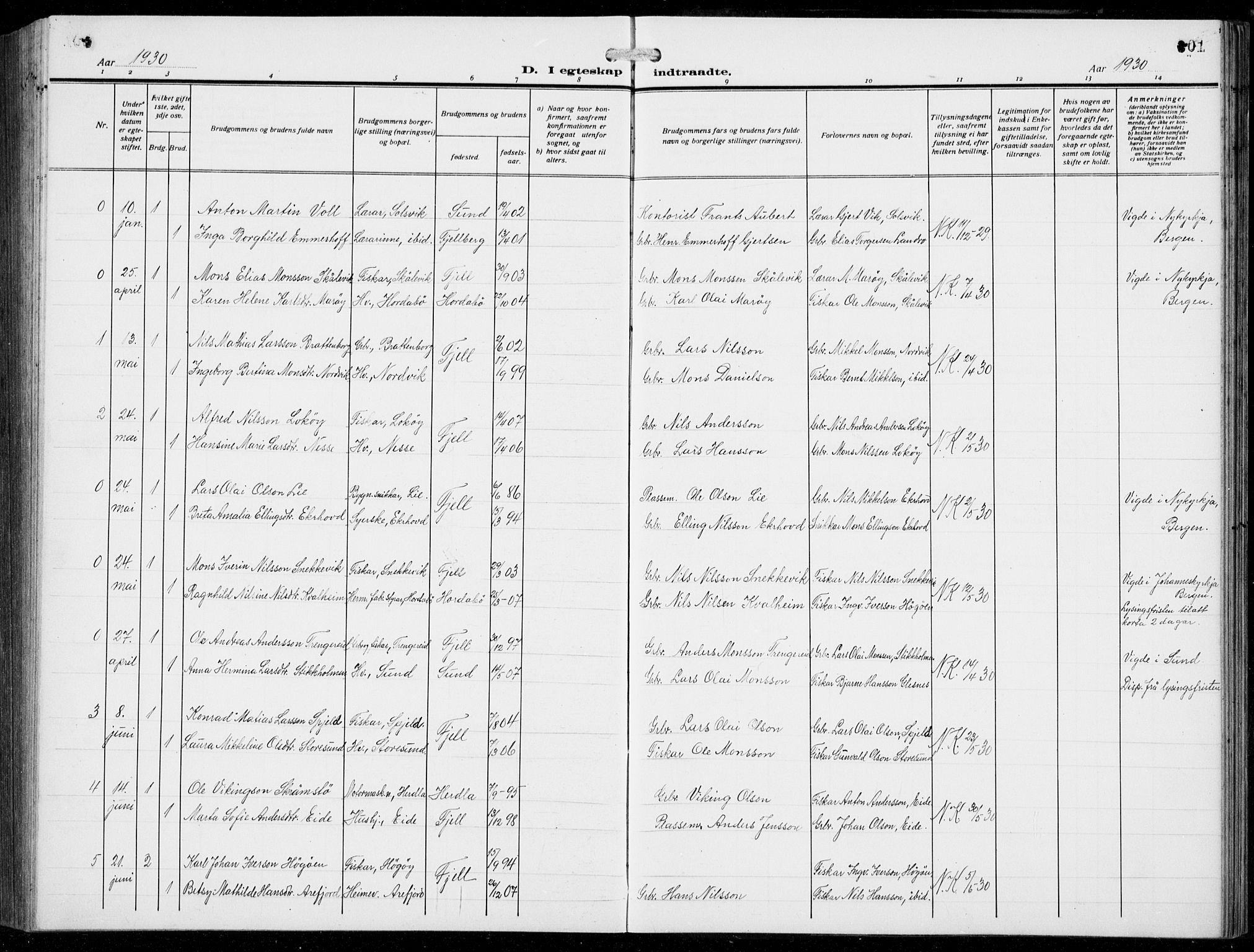 Fjell sokneprestembete, SAB/A-75301/H/Hab: Parish register (copy) no. A  6, 1918-1936, p. 301