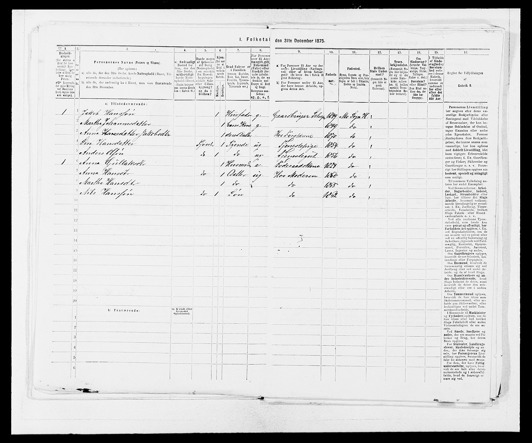 SAB, 1875 census for 1253P Hosanger, 1875, p. 618