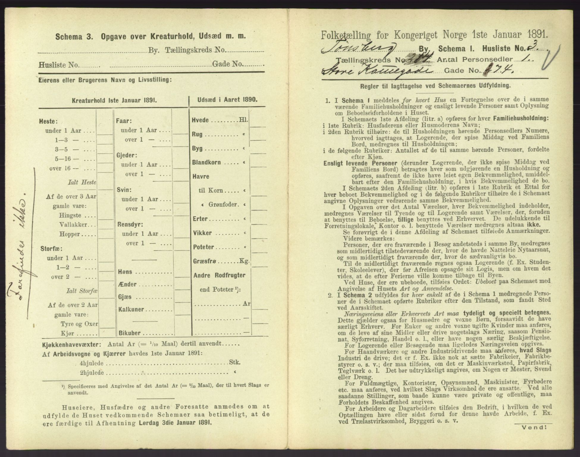 RA, 1891 census for 0705 Tønsberg, 1891, p. 522