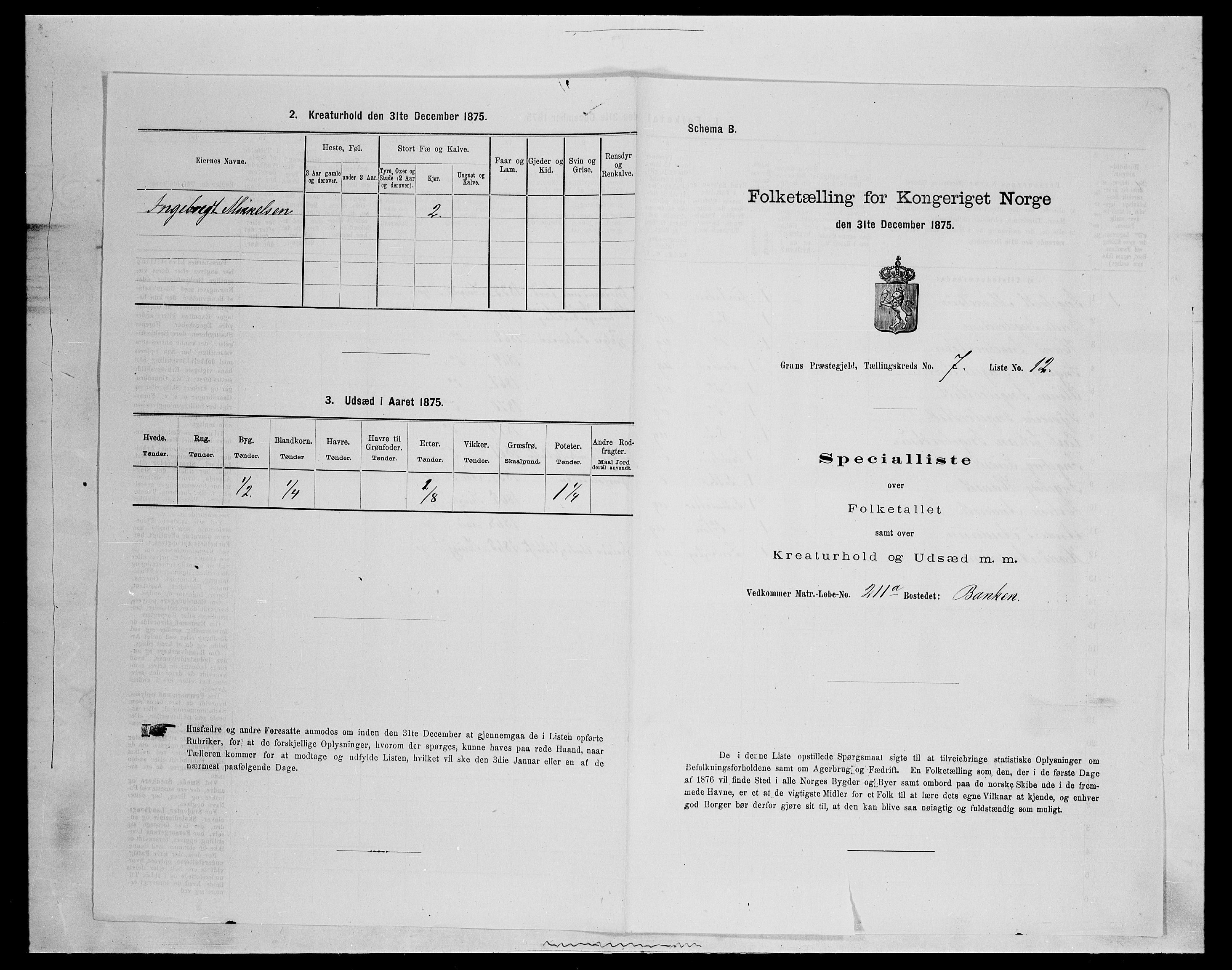 SAH, 1875 census for 0534P Gran, 1875, p. 1190