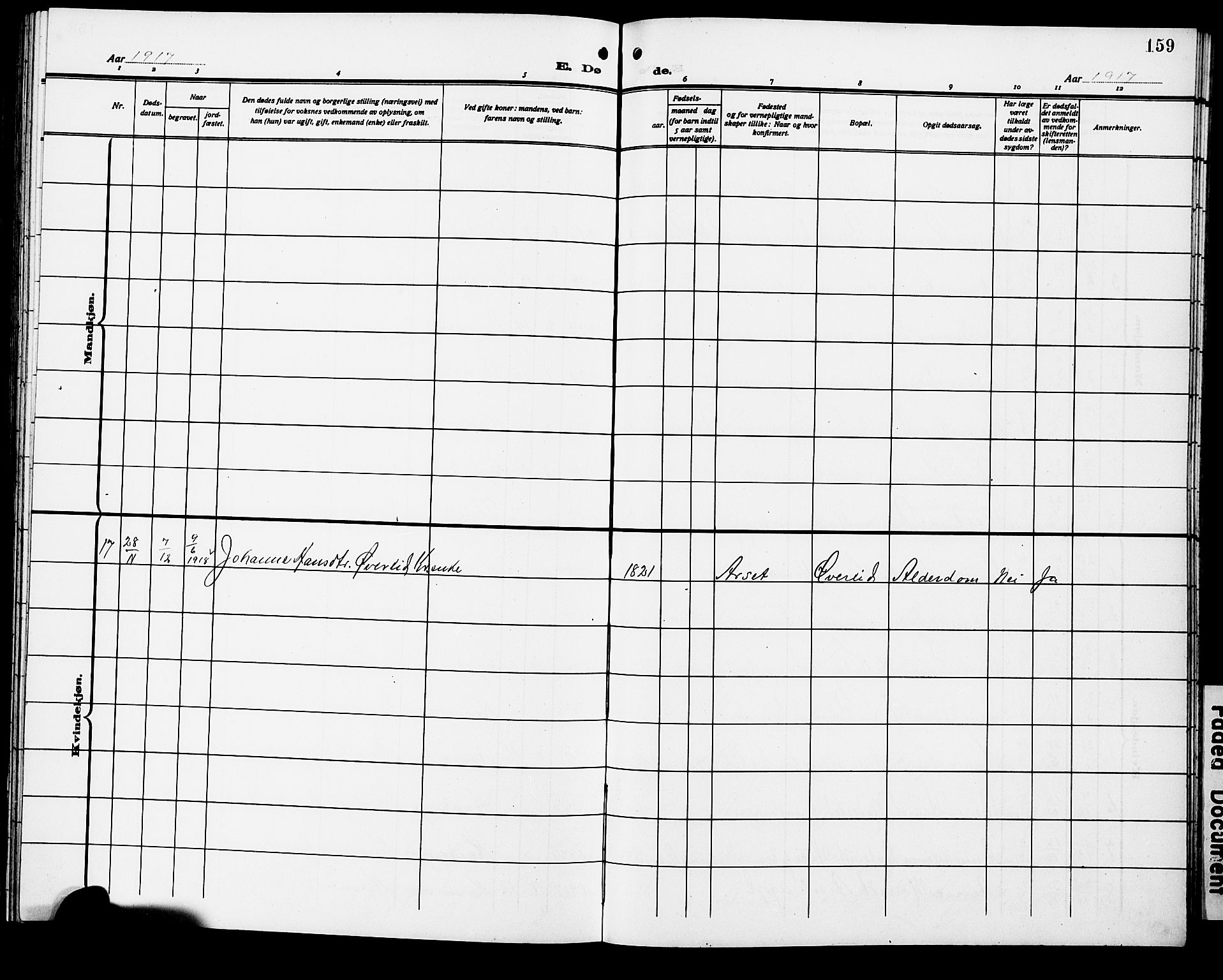 Ministerialprotokoller, klokkerbøker og fødselsregistre - Møre og Romsdal, AV/SAT-A-1454/503/L0050: Parish register (copy) no. 503C05, 1909-1922, p. 159