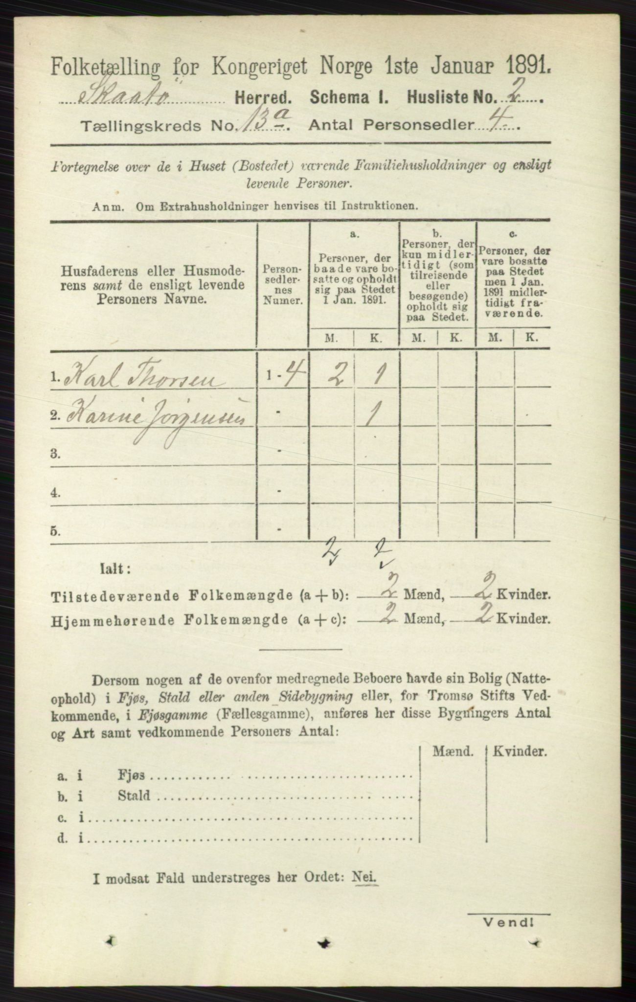 RA, 1891 census for 0815 Skåtøy, 1891, p. 4383