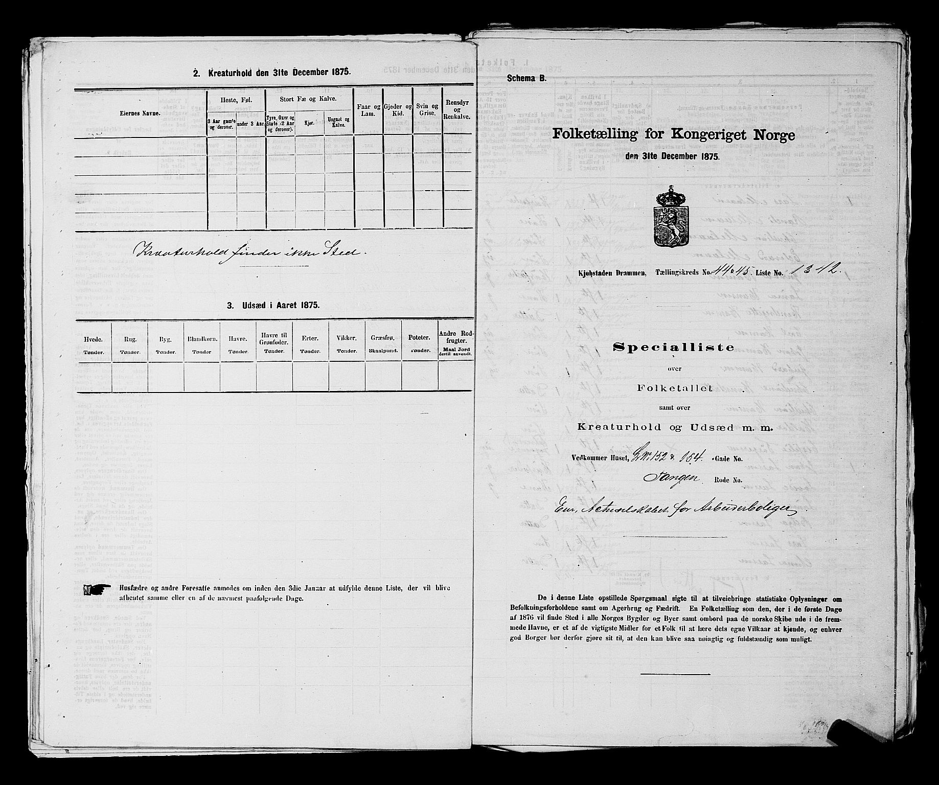 SAKO, 1875 census for 0602 Drammen, 1875, p. 3636