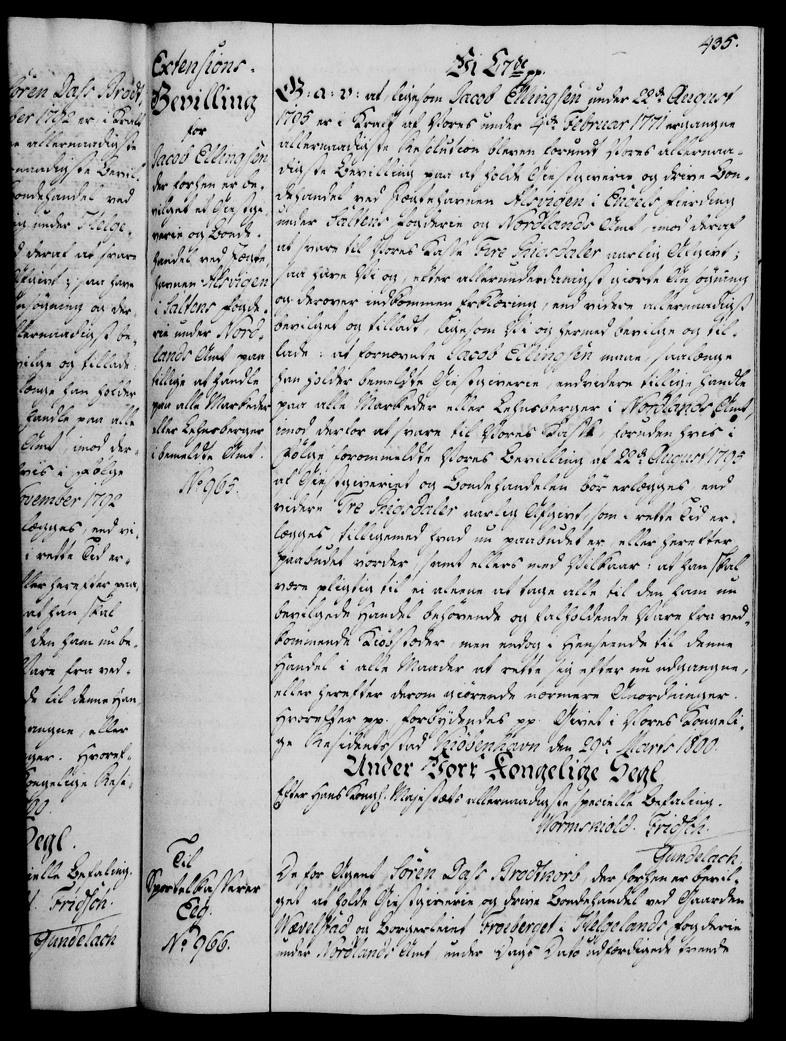 Rentekammeret, Kammerkanselliet, RA/EA-3111/G/Gg/Gga/L0016: Norsk ekspedisjonsprotokoll med register (merket RK 53.16), 1794-1800, p. 435