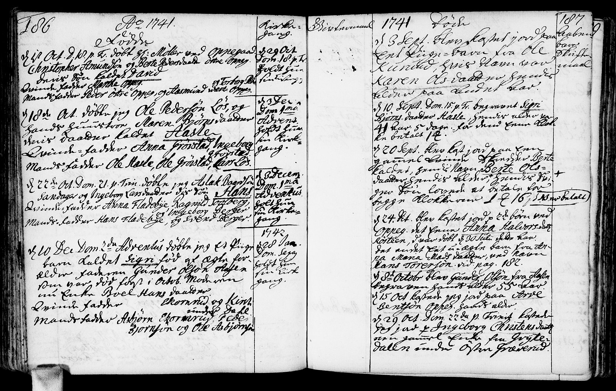 Nesodden prestekontor Kirkebøker, AV/SAO-A-10013/F/Fa/L0001: Parish register (official) no. I 1, 1709-1750, p. 186-187