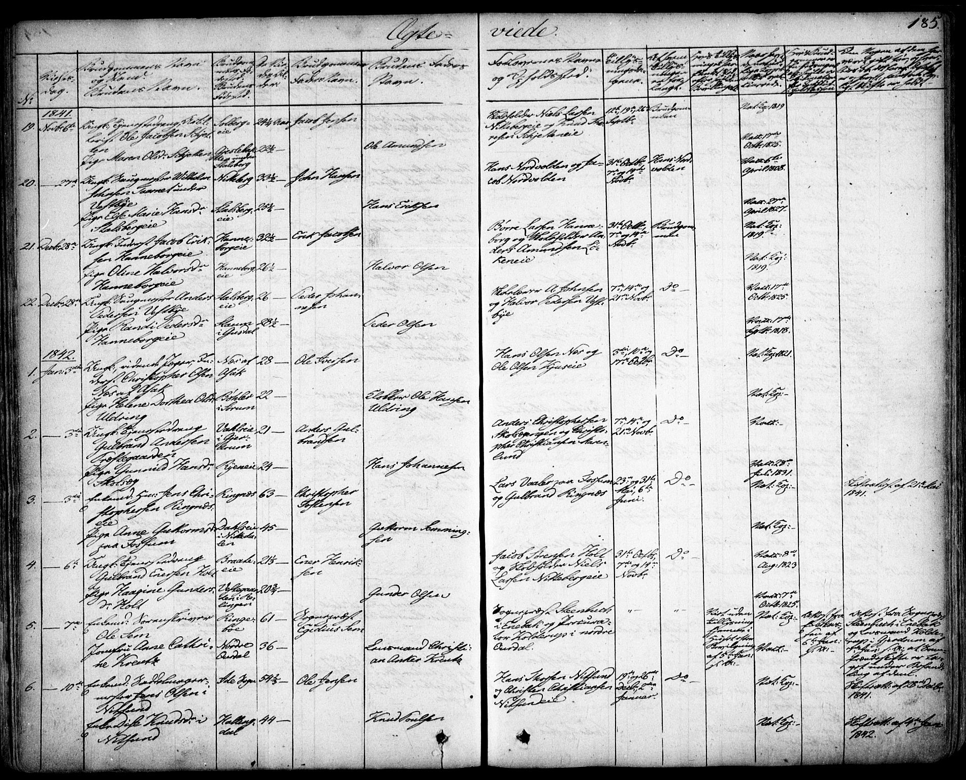 Skedsmo prestekontor Kirkebøker, SAO/A-10033a/F/Fa/L0009: Parish register (official) no. I 9, 1830-1853, p. 185