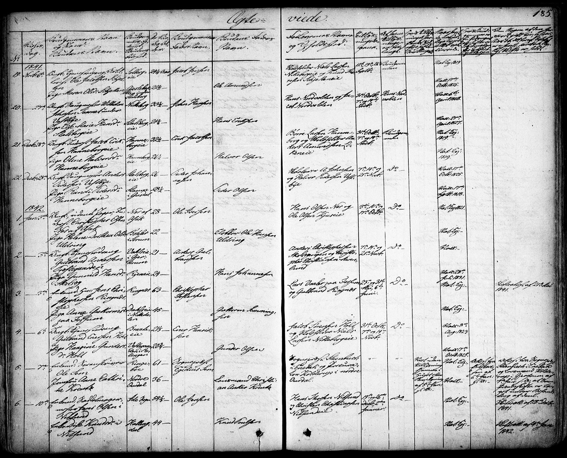 Skedsmo prestekontor Kirkebøker, AV/SAO-A-10033a/F/Fa/L0009: Parish register (official) no. I 9, 1830-1853, p. 185