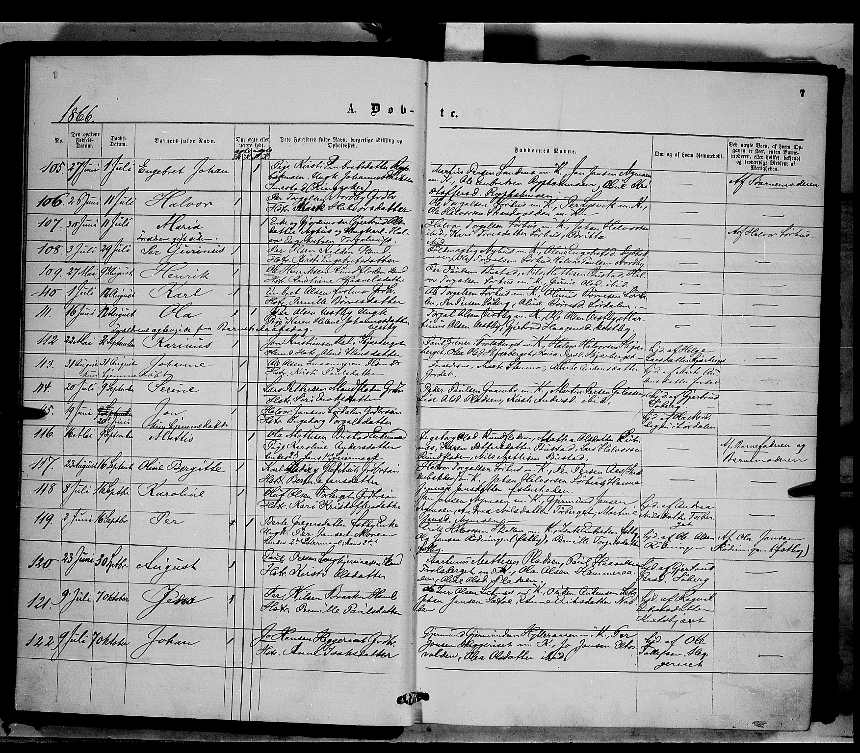 Trysil prestekontor, AV/SAH-PREST-046/H/Ha/Haa/L0006: Parish register (official) no. 6, 1866-1873, p. 7