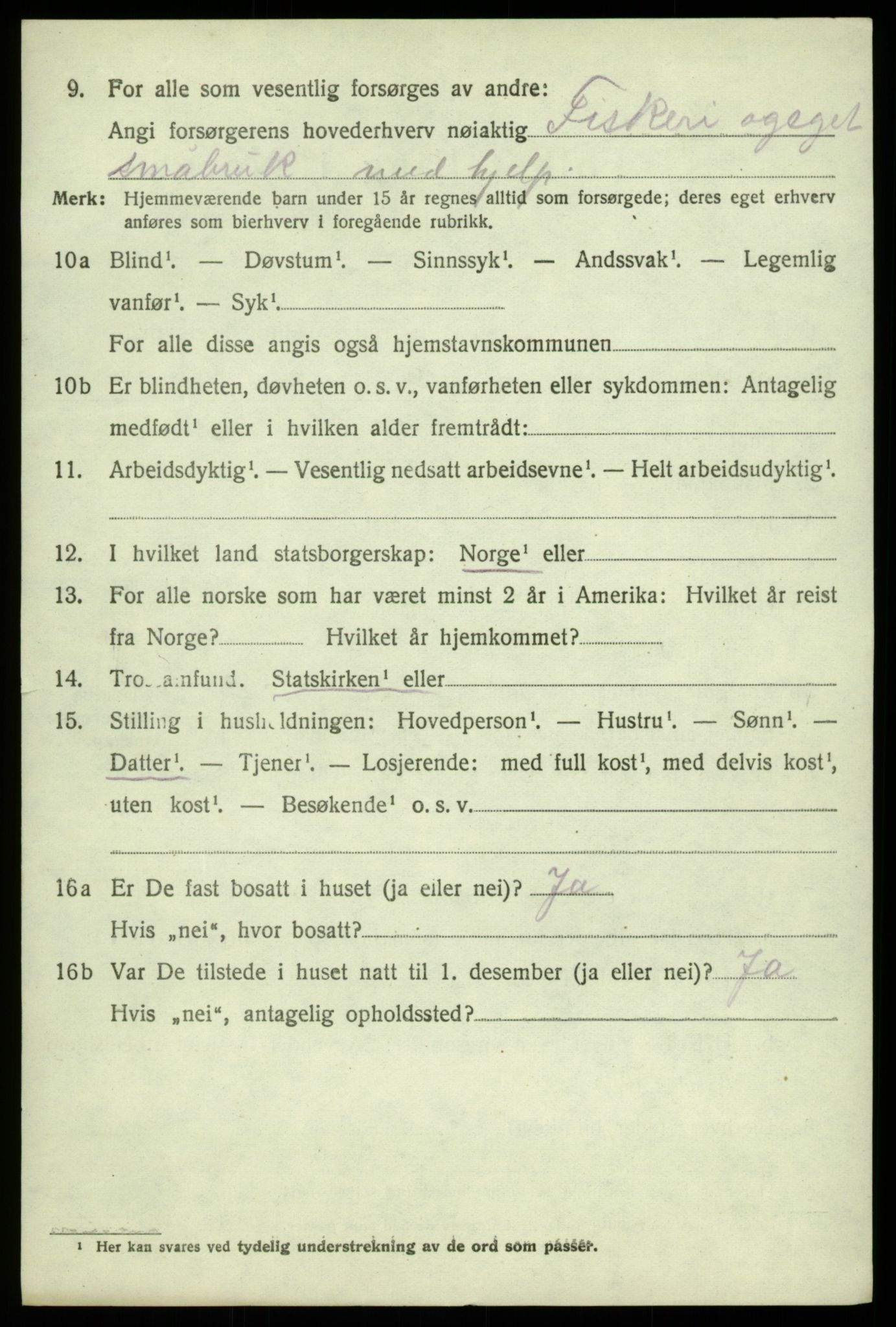 SAB, 1920 census for Sund, 1920, p. 5312