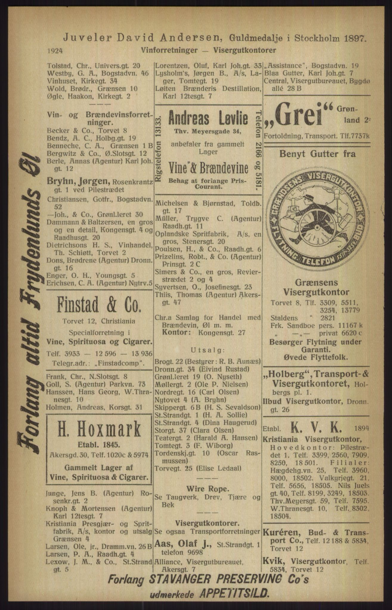 Kristiania/Oslo adressebok, PUBL/-, 1915, p. 1924