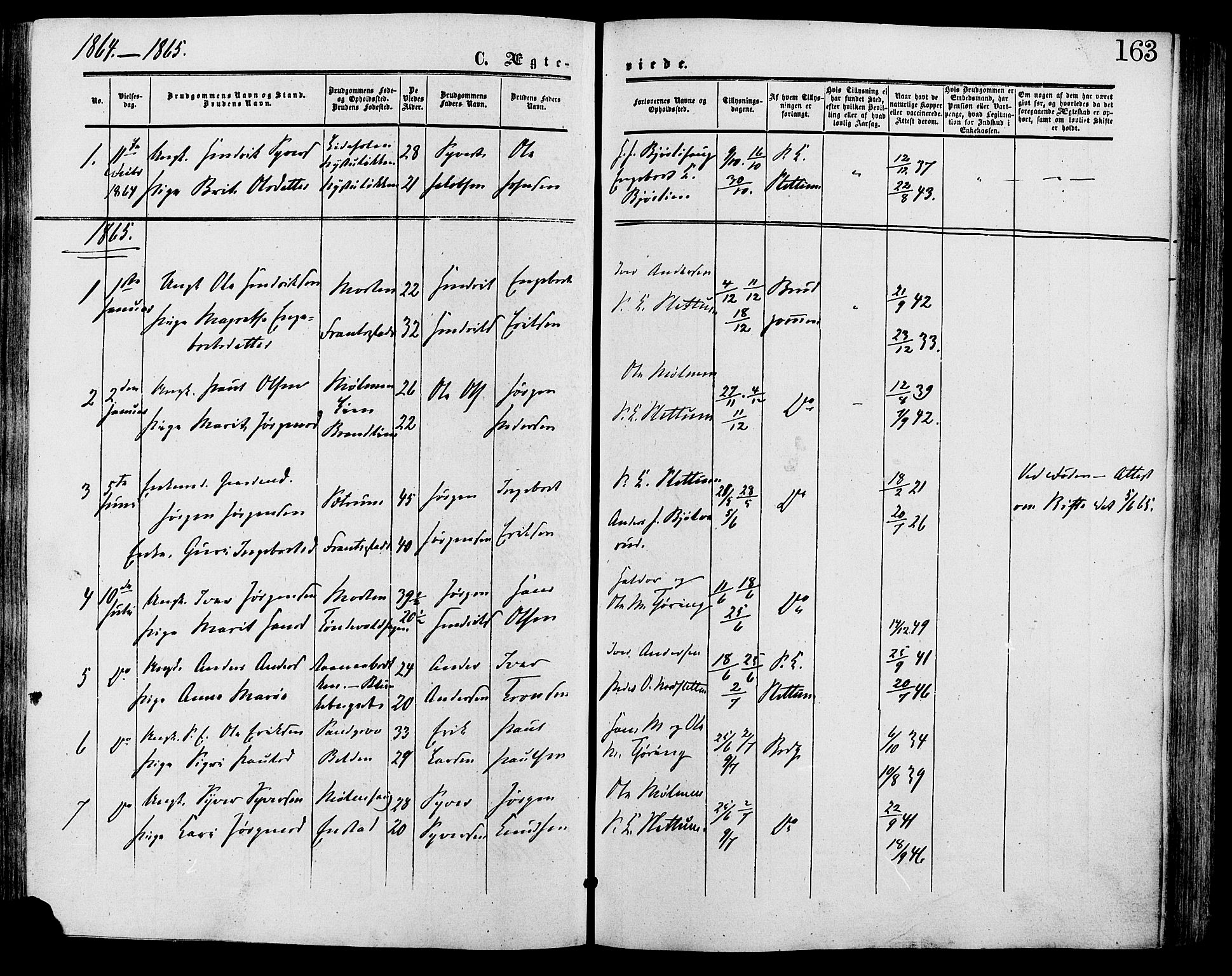 Lesja prestekontor, SAH/PREST-068/H/Ha/Haa/L0009: Parish register (official) no. 9, 1854-1889, p. 163
