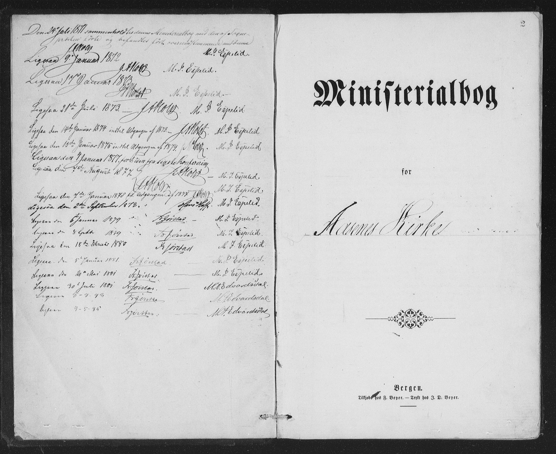 Åsane sokneprestembete, AV/SAB-A-79401/H/Hab: Parish register (copy) no. A 1, 1870-1884, p. 2