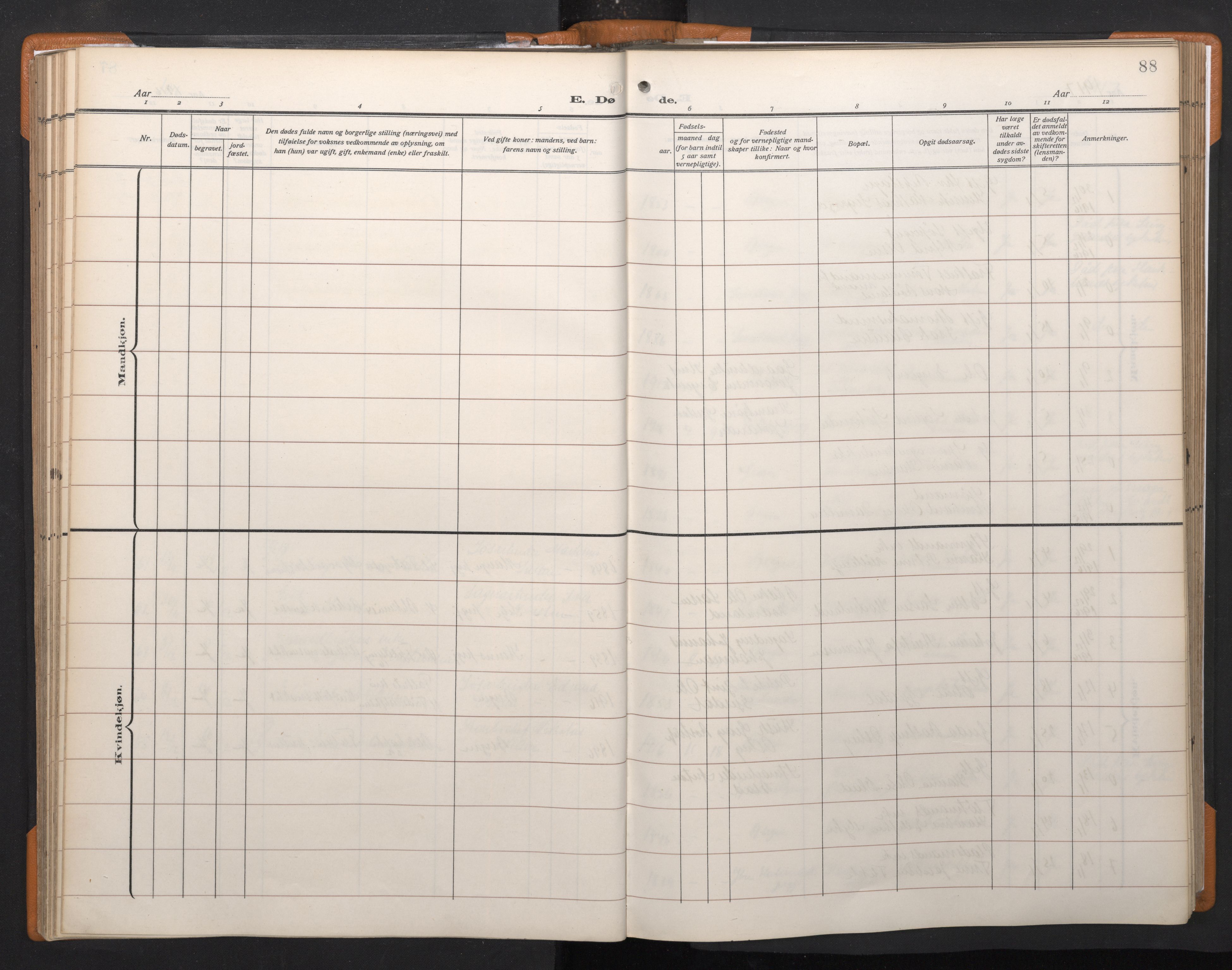 Korskirken sokneprestembete, AV/SAB-A-76101/H/Haa/L0048: Parish register (official) no. E 6, 1910-1960, p. 87b-88a