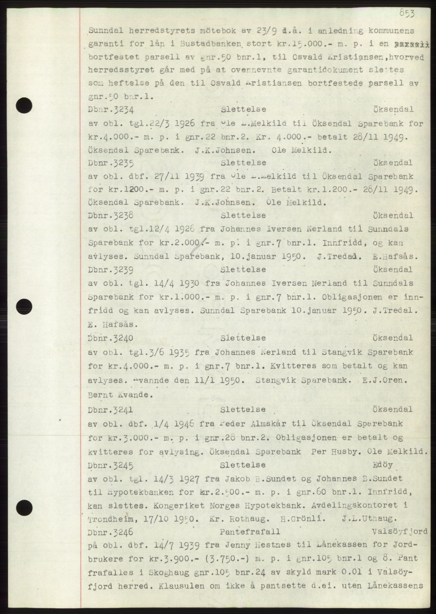 Nordmøre sorenskriveri, SAT/A-4132/1/2/2Ca: Mortgage book no. C82b, 1946-1951, Diary no: : 3234/1950